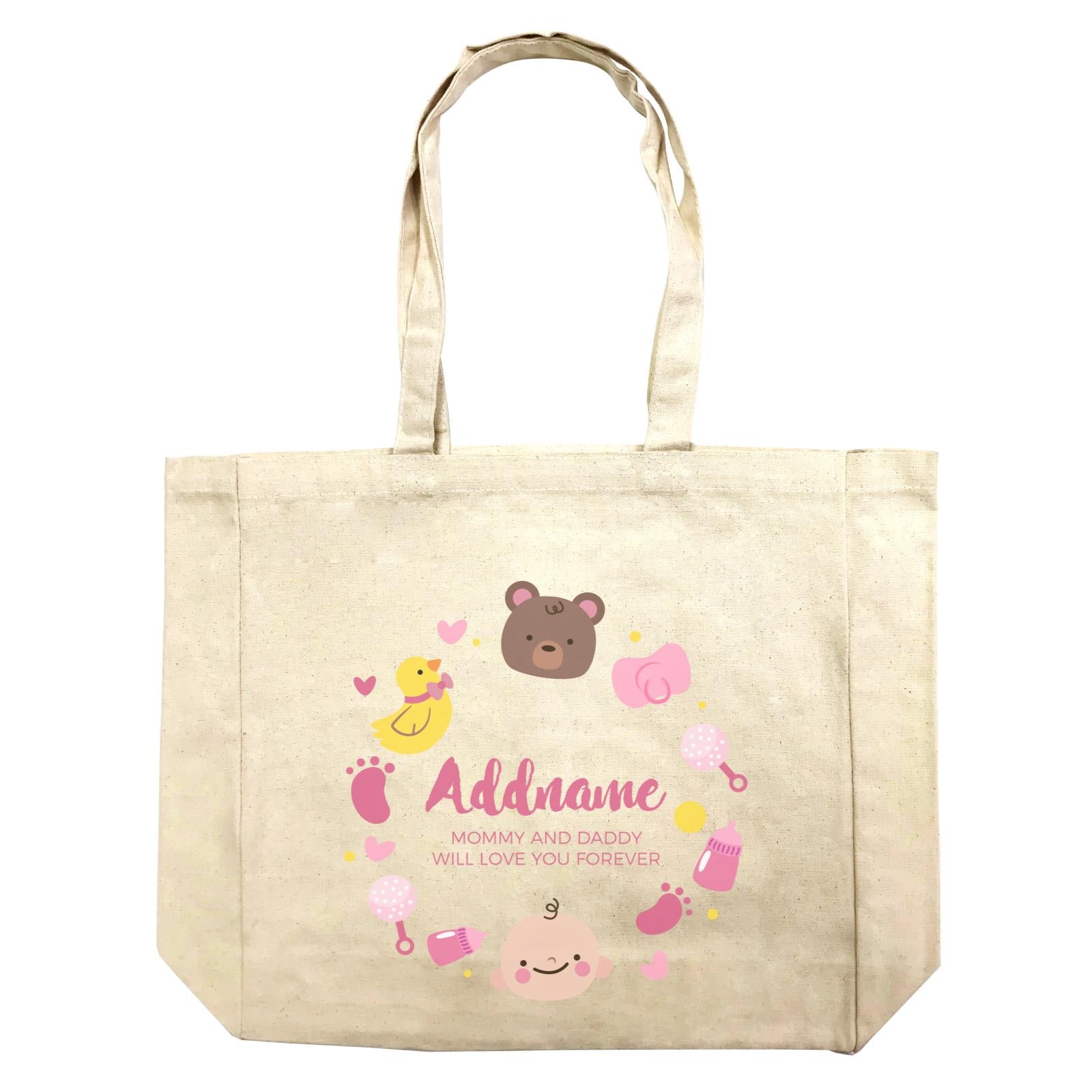 Cute Baby Girl Elements Personalizable with Name and Text Shopping Bag