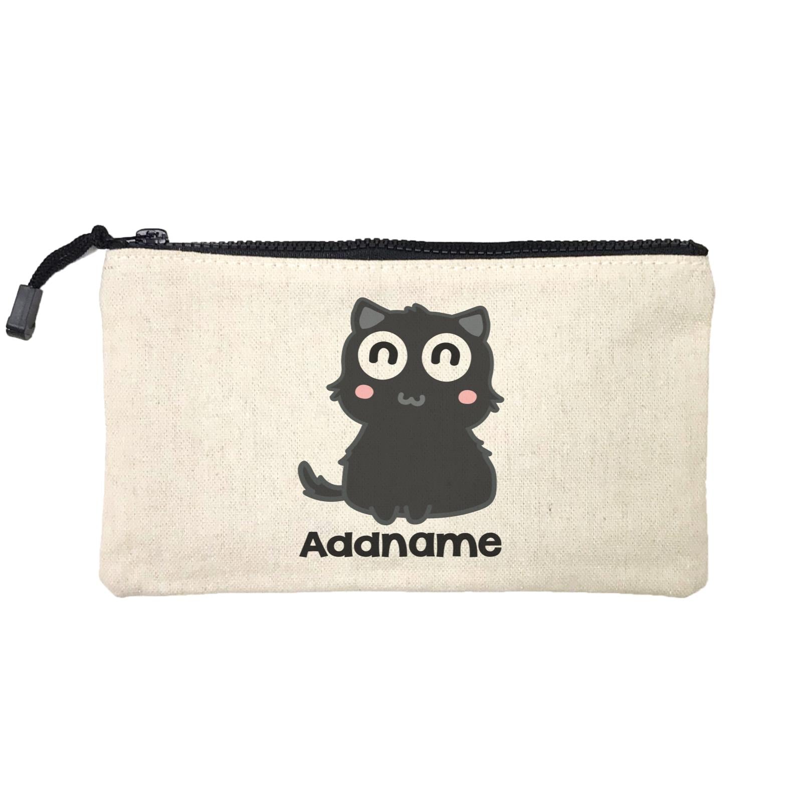 Drawn Adorable Cats Black Addname Mini Accessories Stationery Pouch