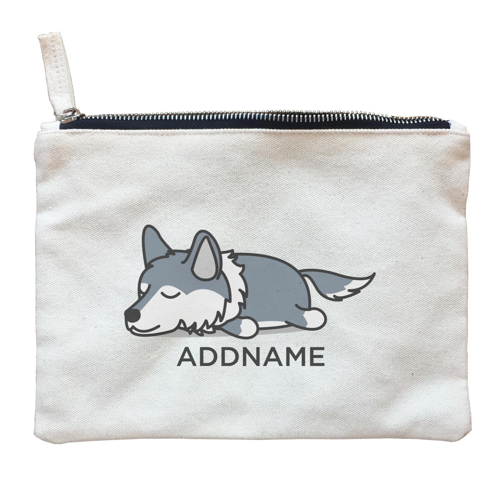 Lazy Wolf Addname Zipper Pouch