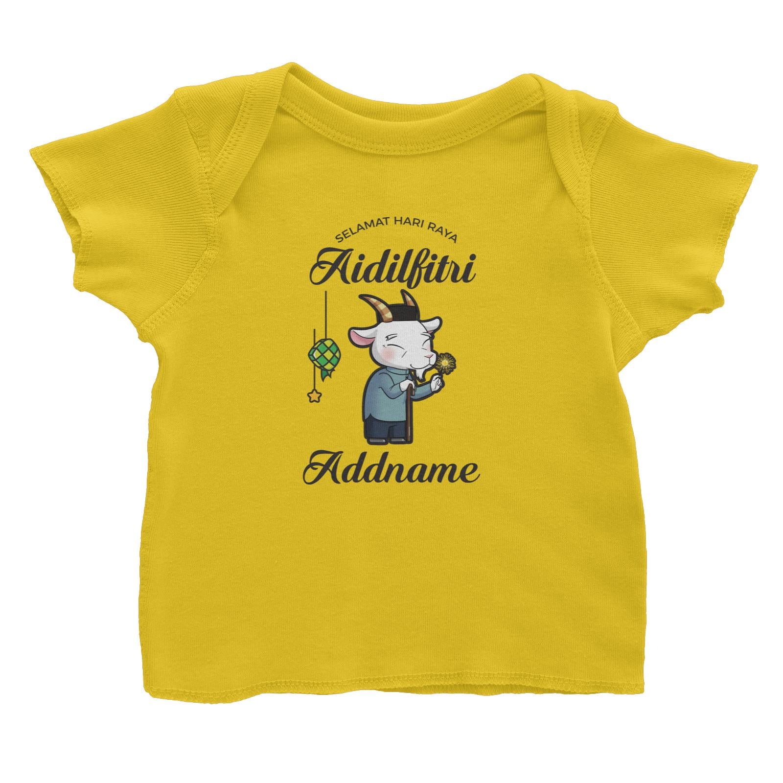 Raya Cute Animals Grandpa Lamb Wishes Selamat Hari Raya Aidilfitri Baby T-Shirt