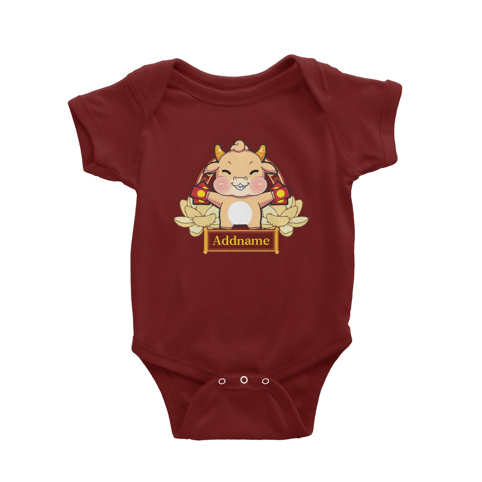 [CNY 2021] Gold Lotus Series Golden Cow with Ang Pow Baby Romper