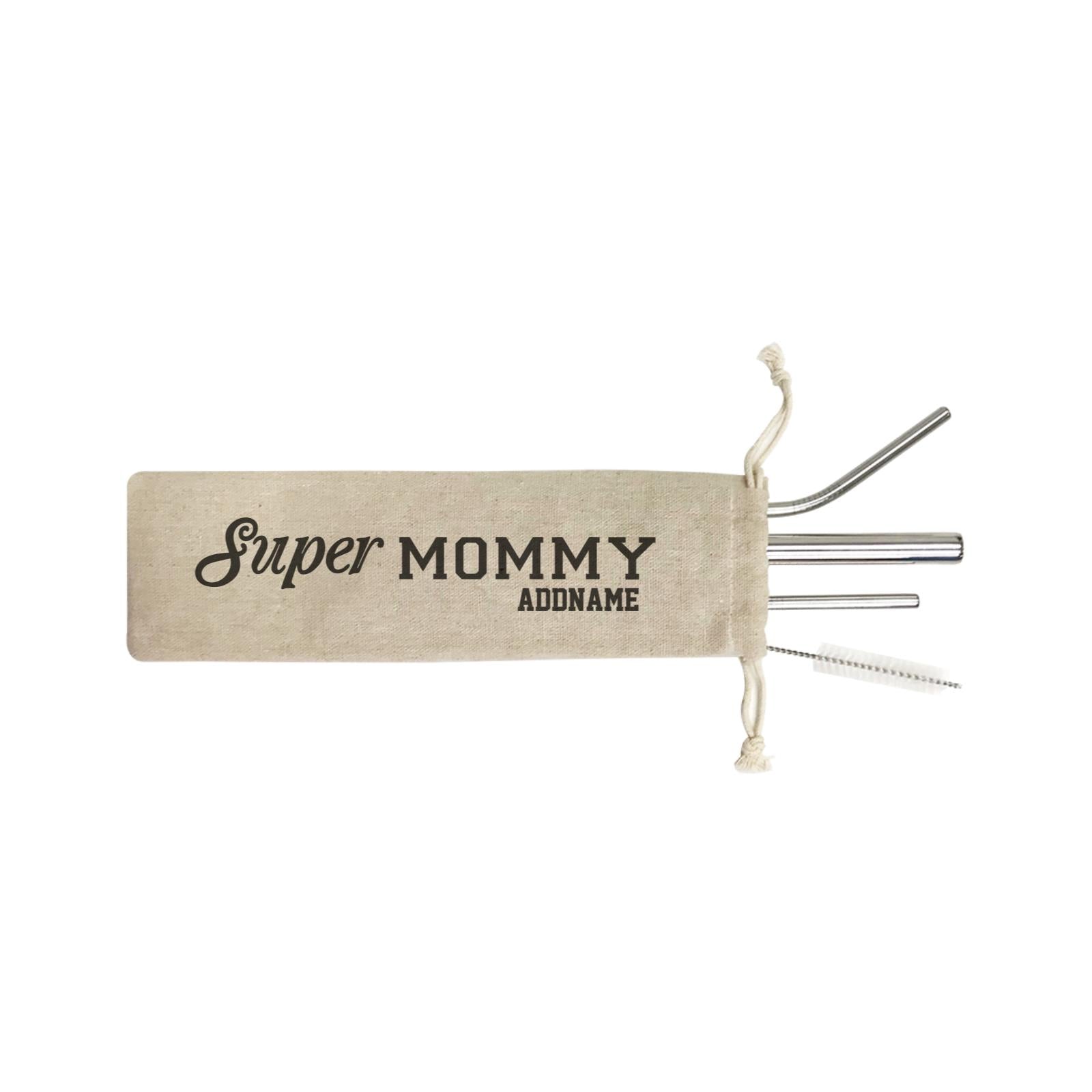 Super Definition Family Super Mommy Addname SB 4-In-1 Stainless Steel Straw Set in Satchel