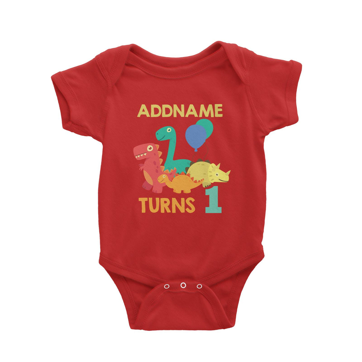 Cute Dinosaur Birthday Theme Personalizable with Name and Date Baby Romper