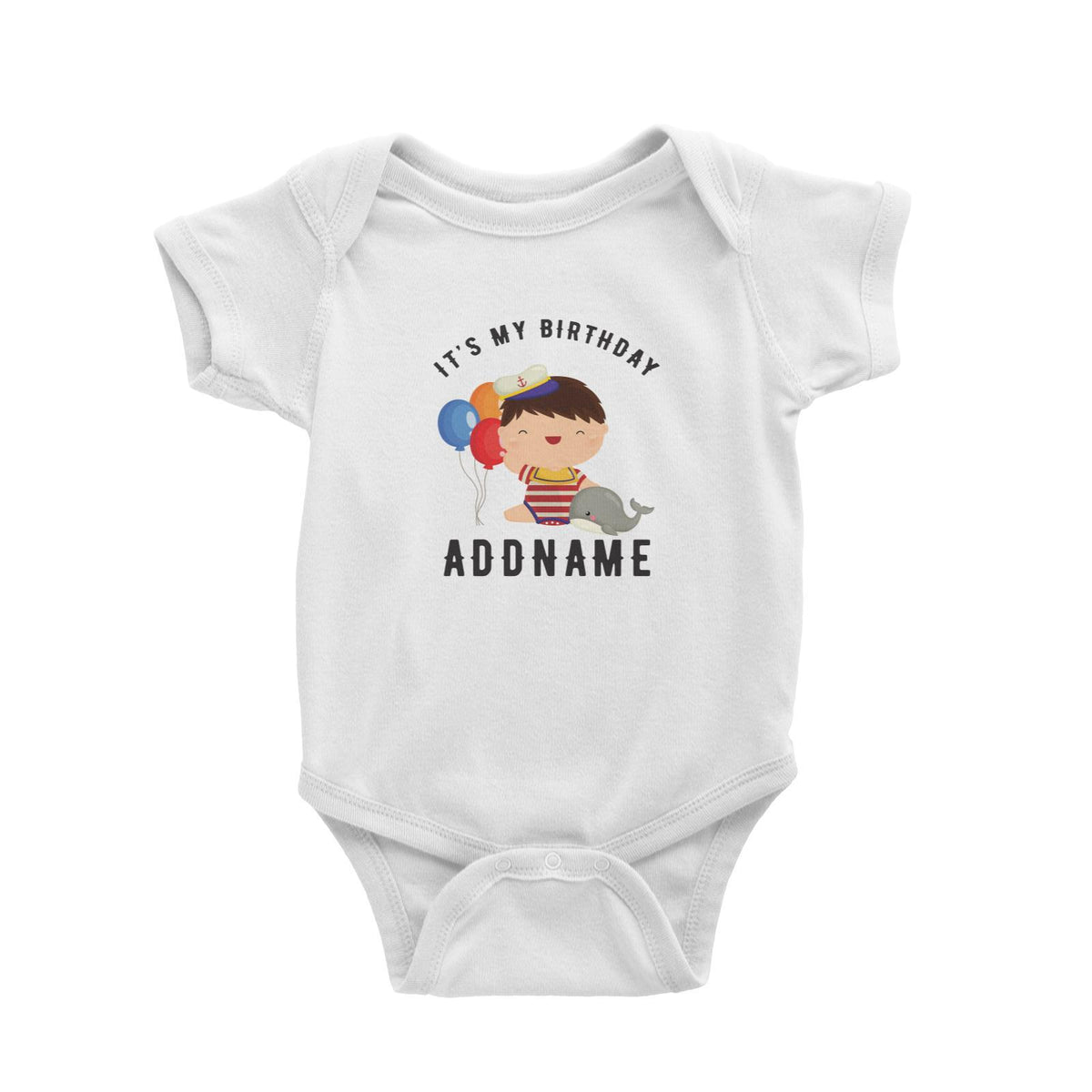 Birthday Sailor Baby Boy With Balloon It's My Birthday Addname Baby Romper