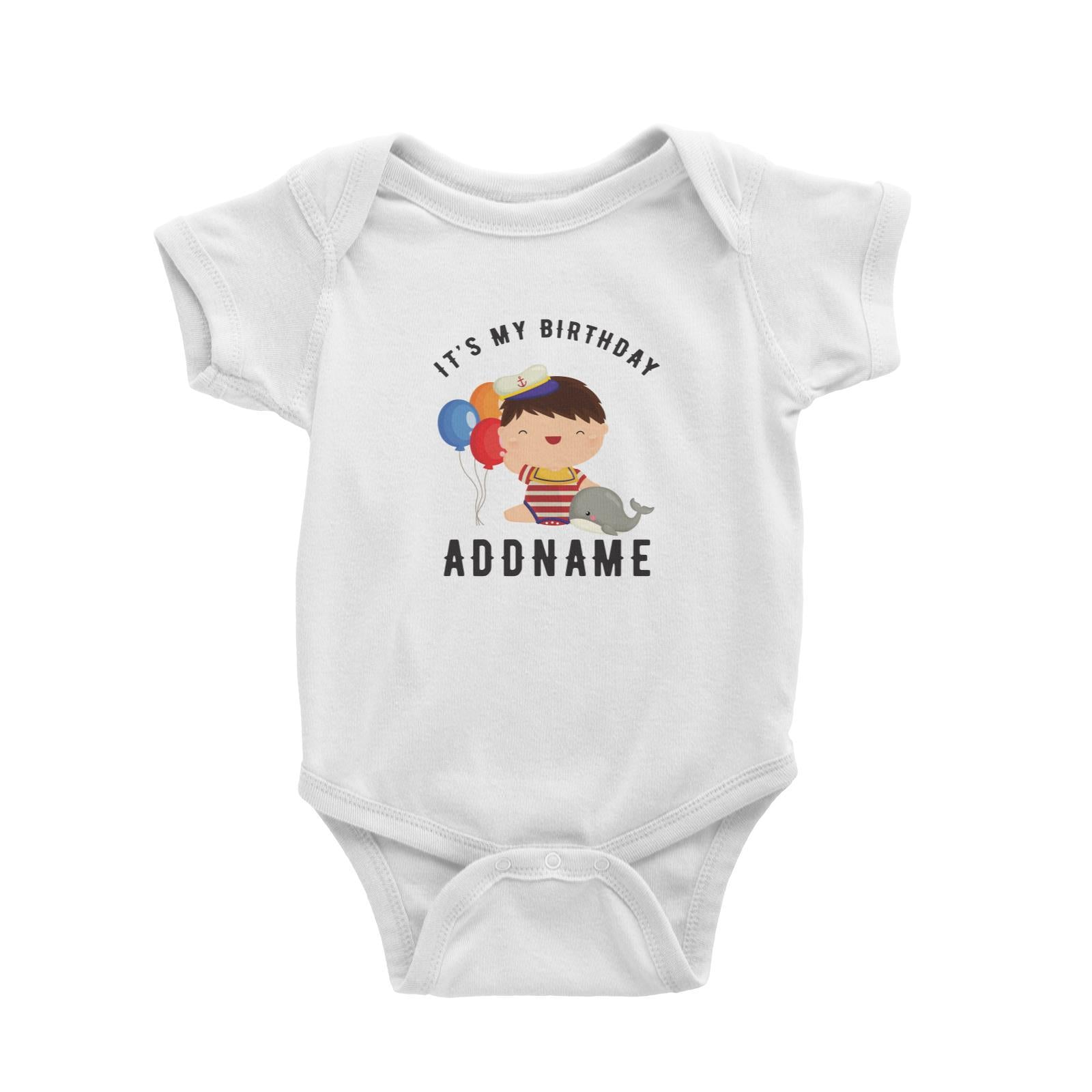 Birthday Sailor Baby Boy With Balloon It's My Birthday Addname Baby Romper