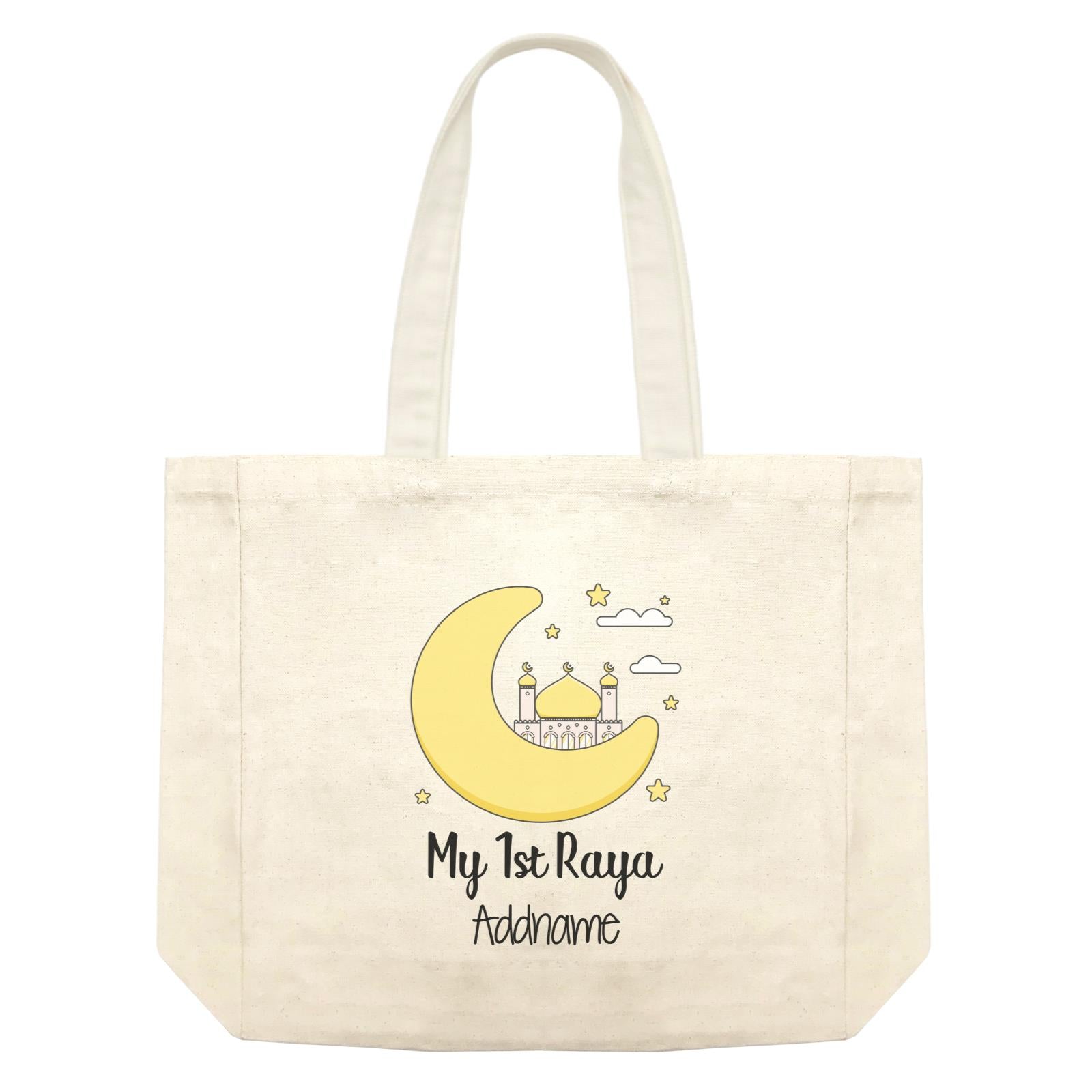 Raya Cute Mosque Cartoon Moon My 1st Raya Addname Shopping Bag
