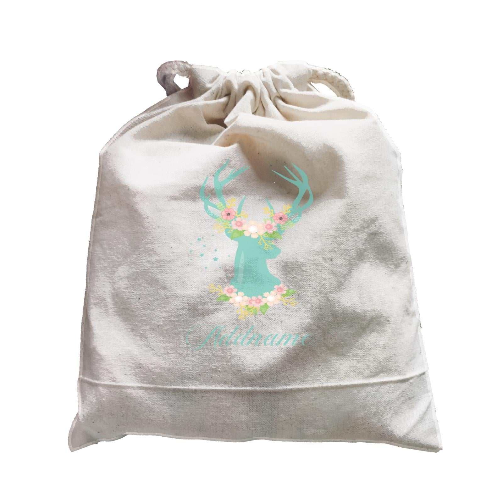 Basic Family Series Pastel Deer Green Deer With Flower Addname Satchel