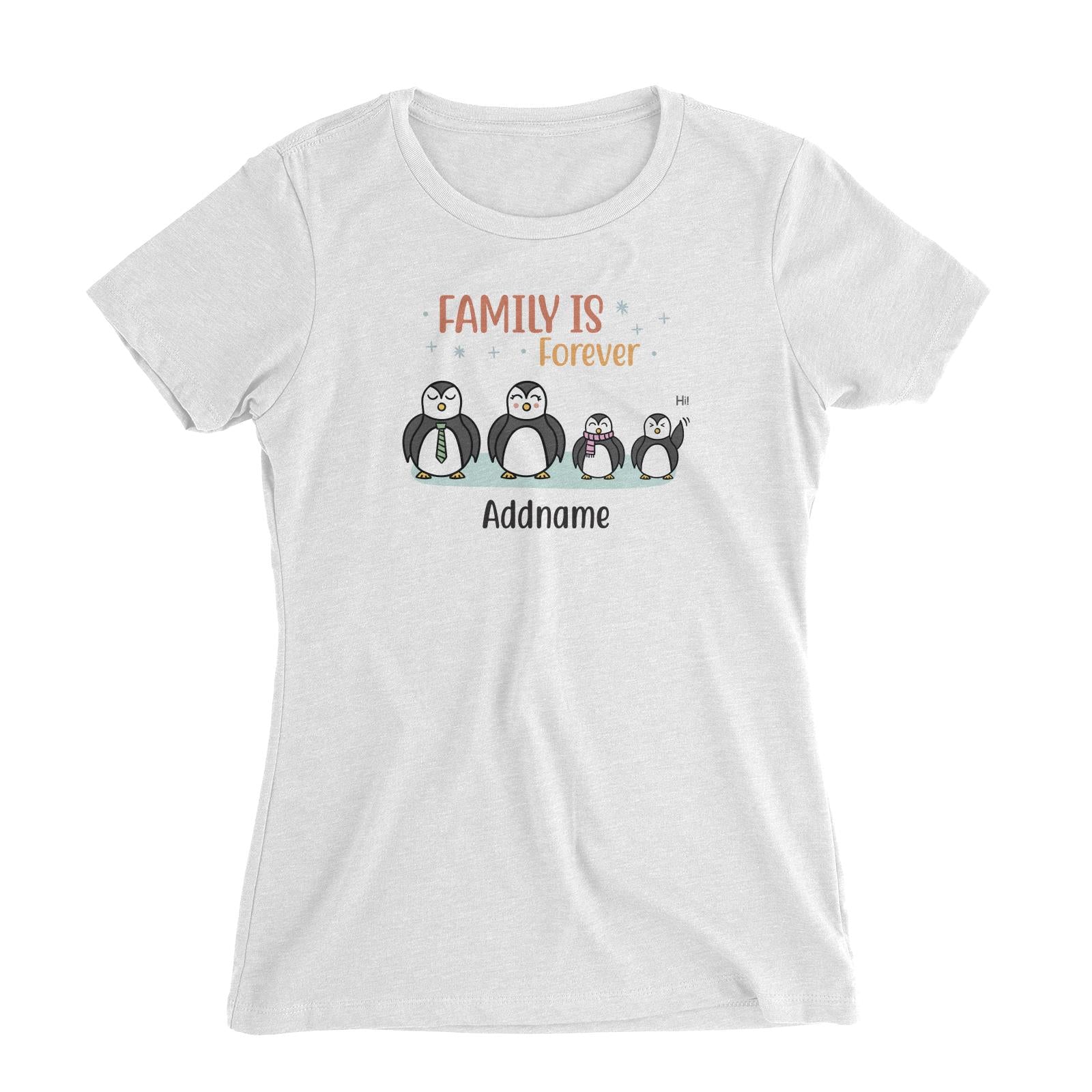 Penguin Family Family Is Forever Penguin Group Line Addname Women's Slim Fit T-Shirt