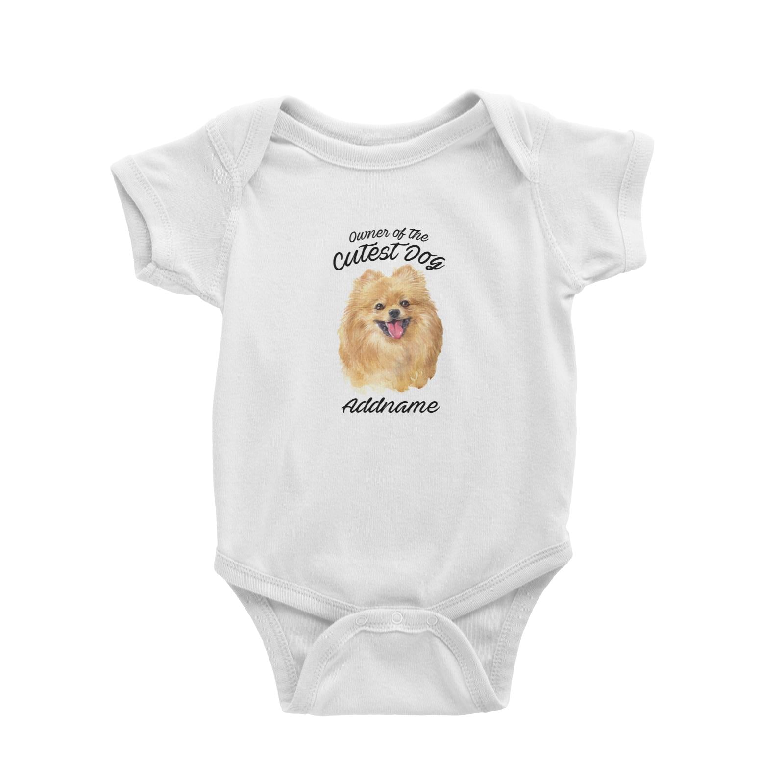 Watercolor Dog Owner Of The Cutest Dog Pomeranian Addname Baby Romper
