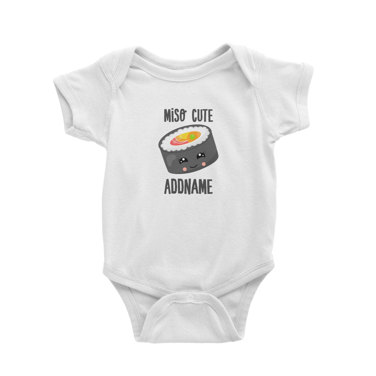 Miso Cute Sushi Circle Roll Addname White Baby Romper