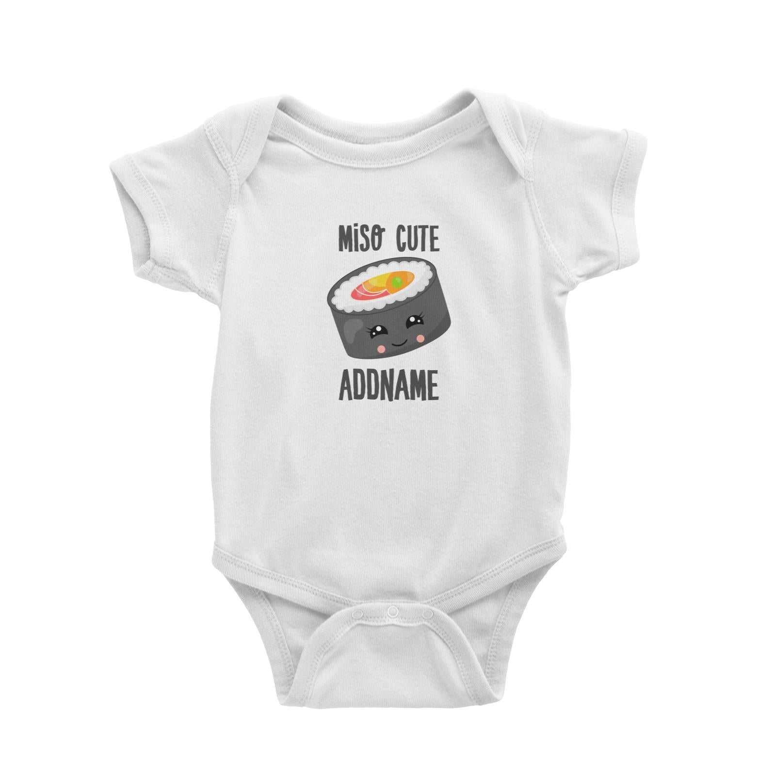 Miso Cute Sushi Circle Roll Addname White Baby Romper
