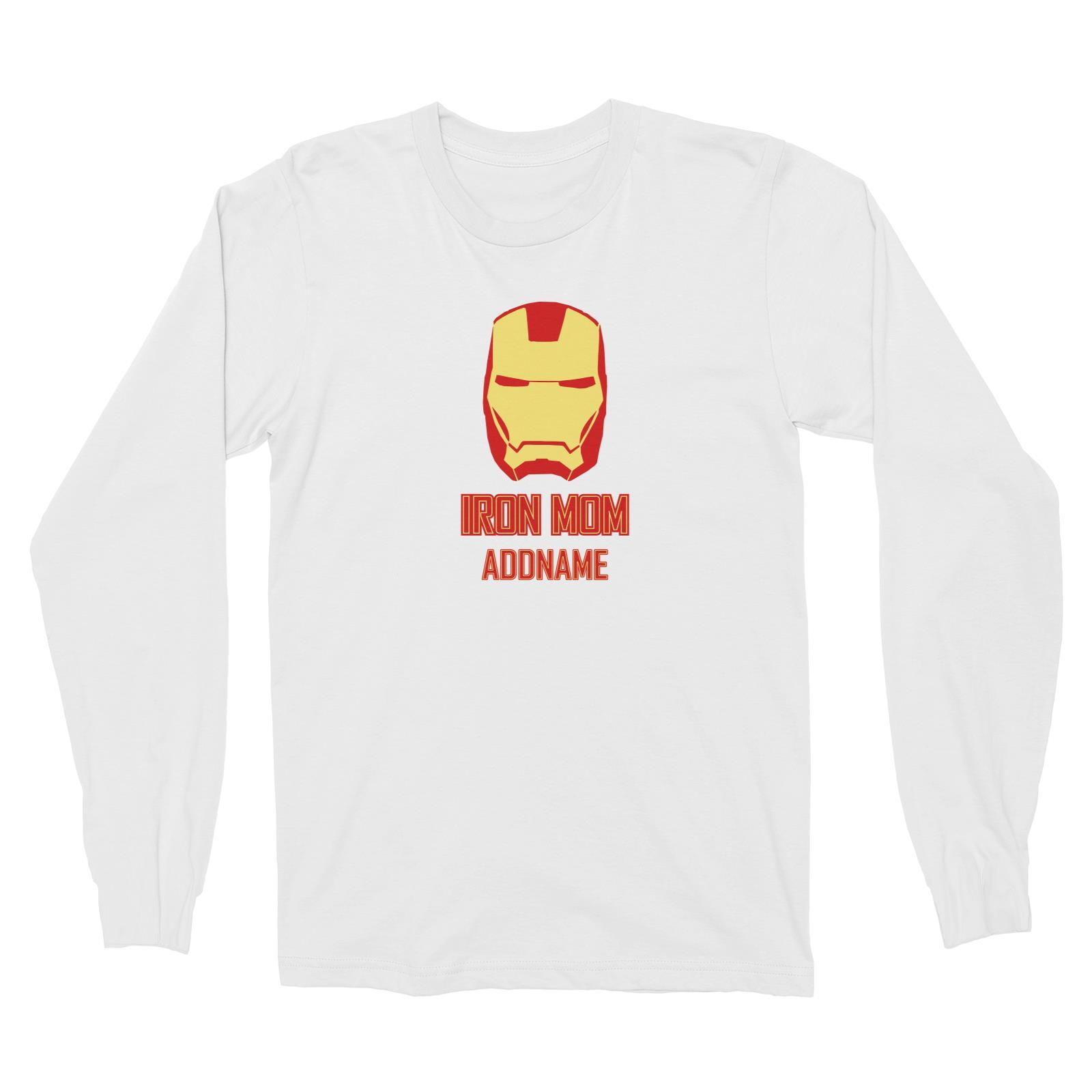 Superhero Iron Mom Addname Long Sleeve Unisex T-Shirt  Matching Family Personalizable Designs