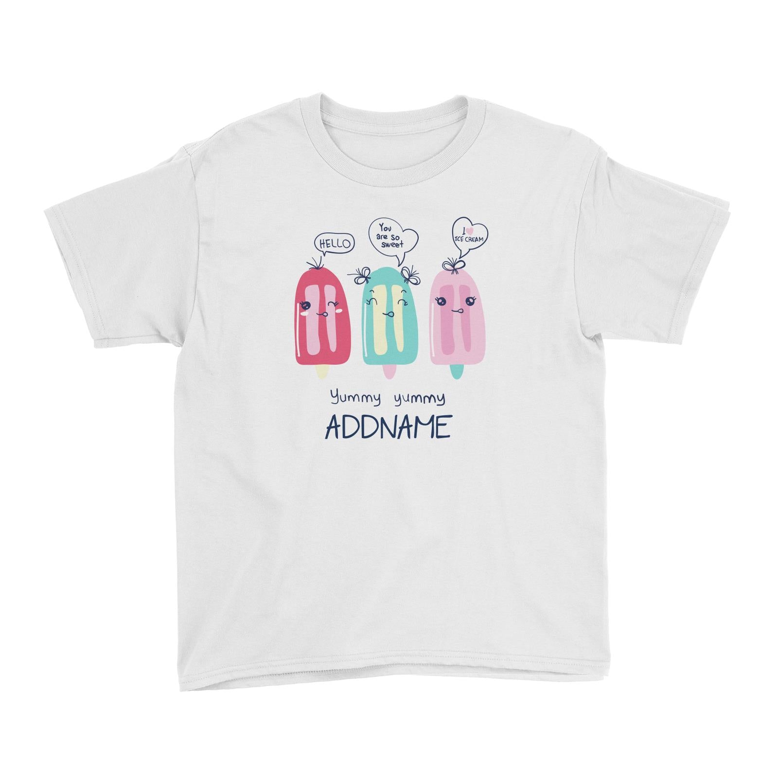Cool Vibrant Series Yummy Ice Cream Addname Kid's T-Shirt [SALE]