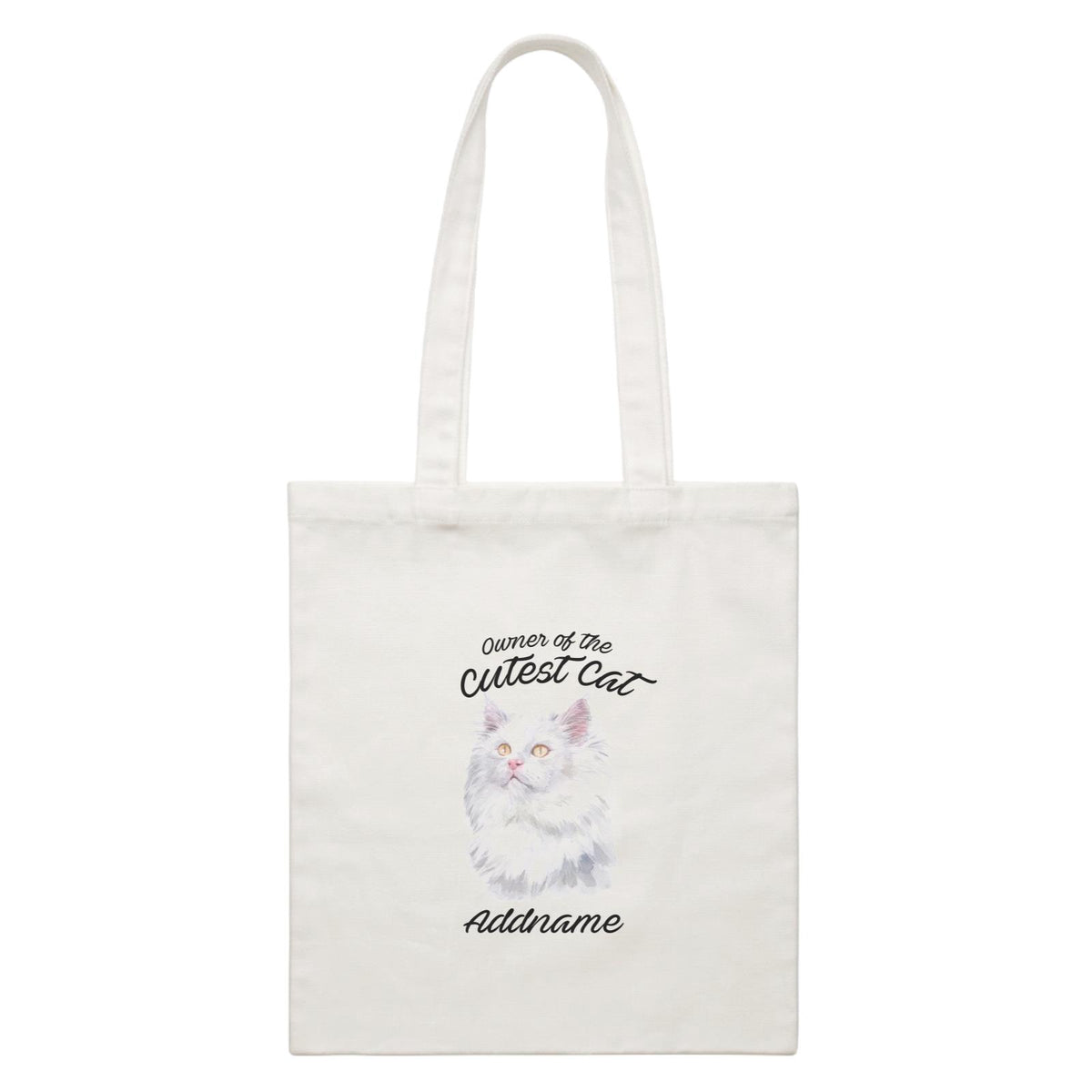 Watercolor Owner Of The Cutest Cat Deutsch Langhaar Katzen Addname White Canvas Bag