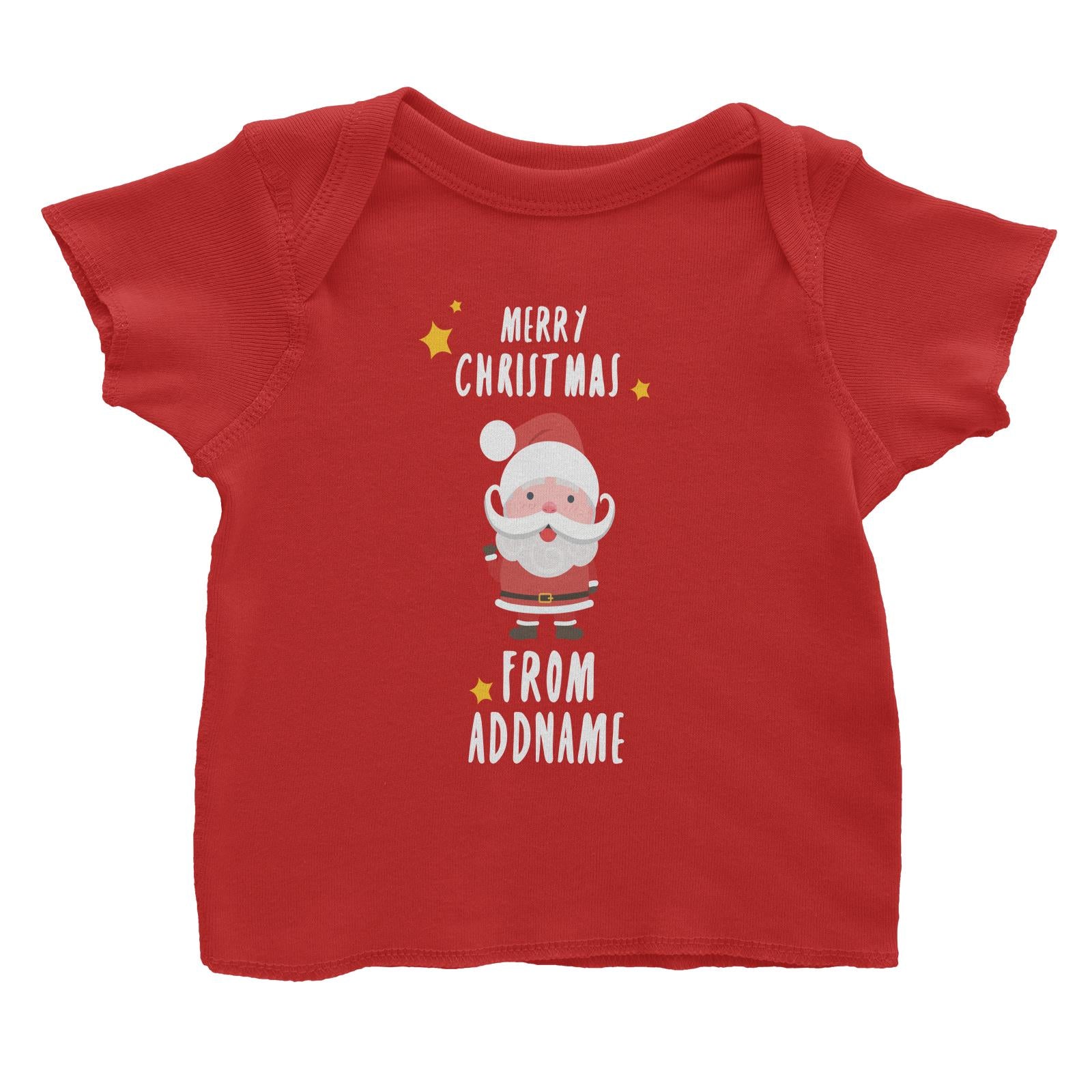 Cute Santa Merry Christmas Greeting Addname Baby T-Shirt  Personalizable Designs Matching Family