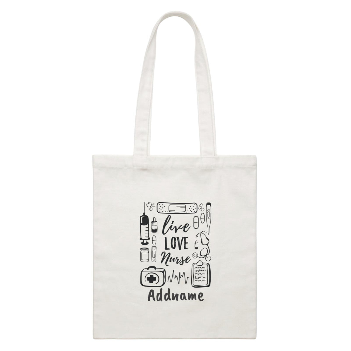 Live, Love, Nurse White Canvas Bag