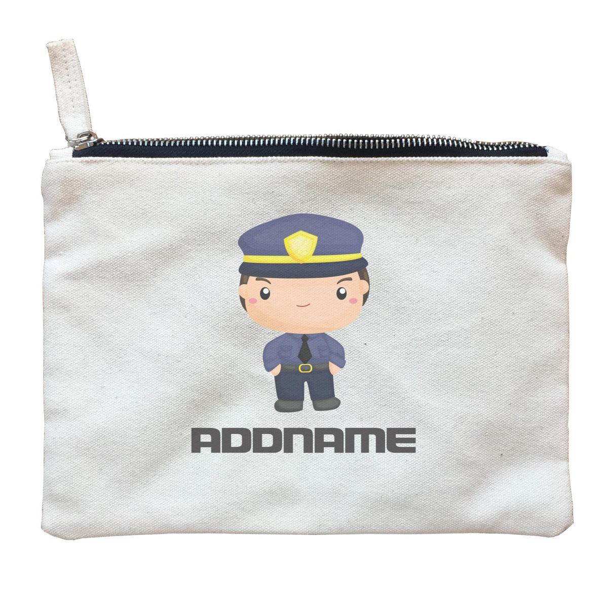 Birthday Police Officer Serious Boy In Suit Addname Zipper Pouch