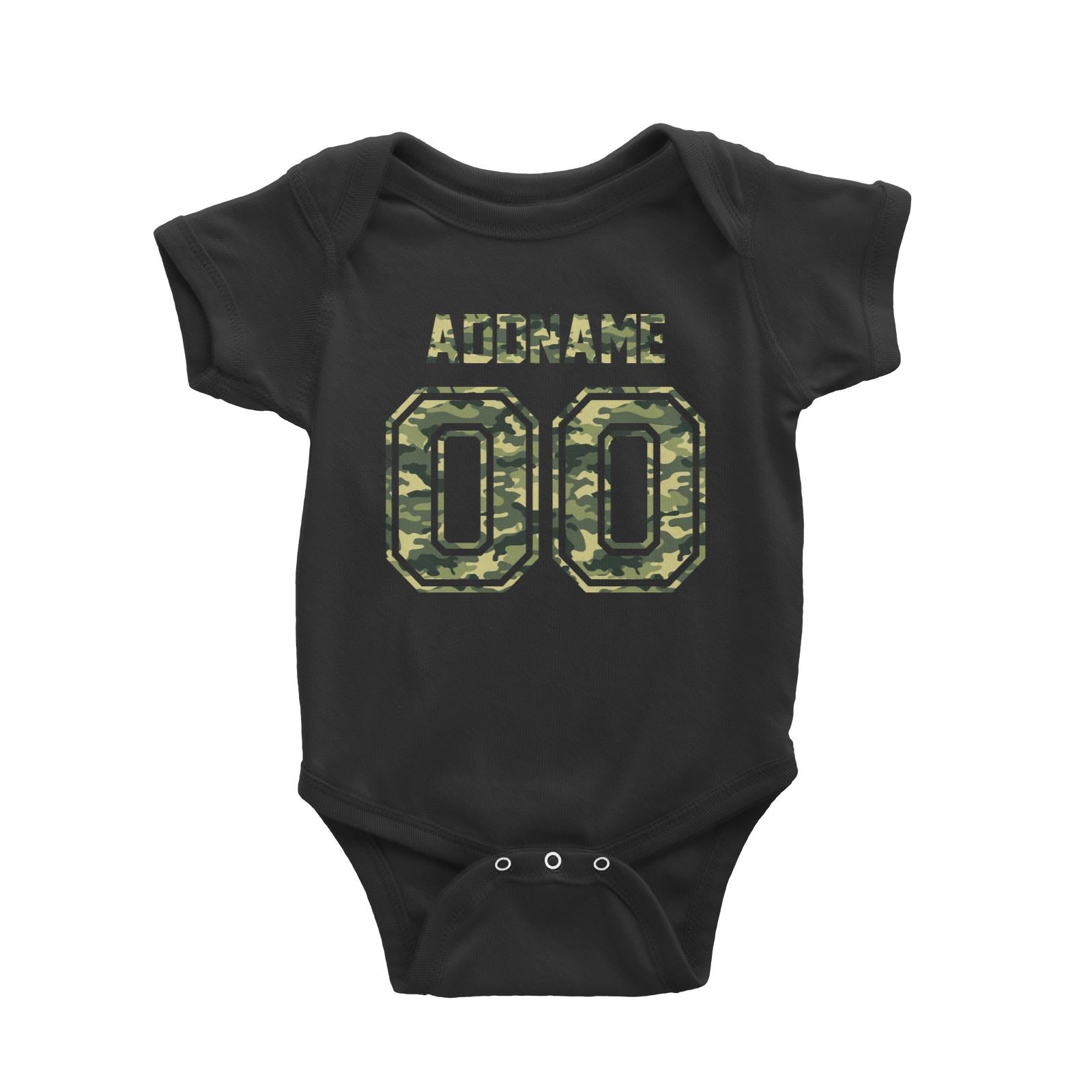Jersey Green Camo With Name and Number Baby Romper