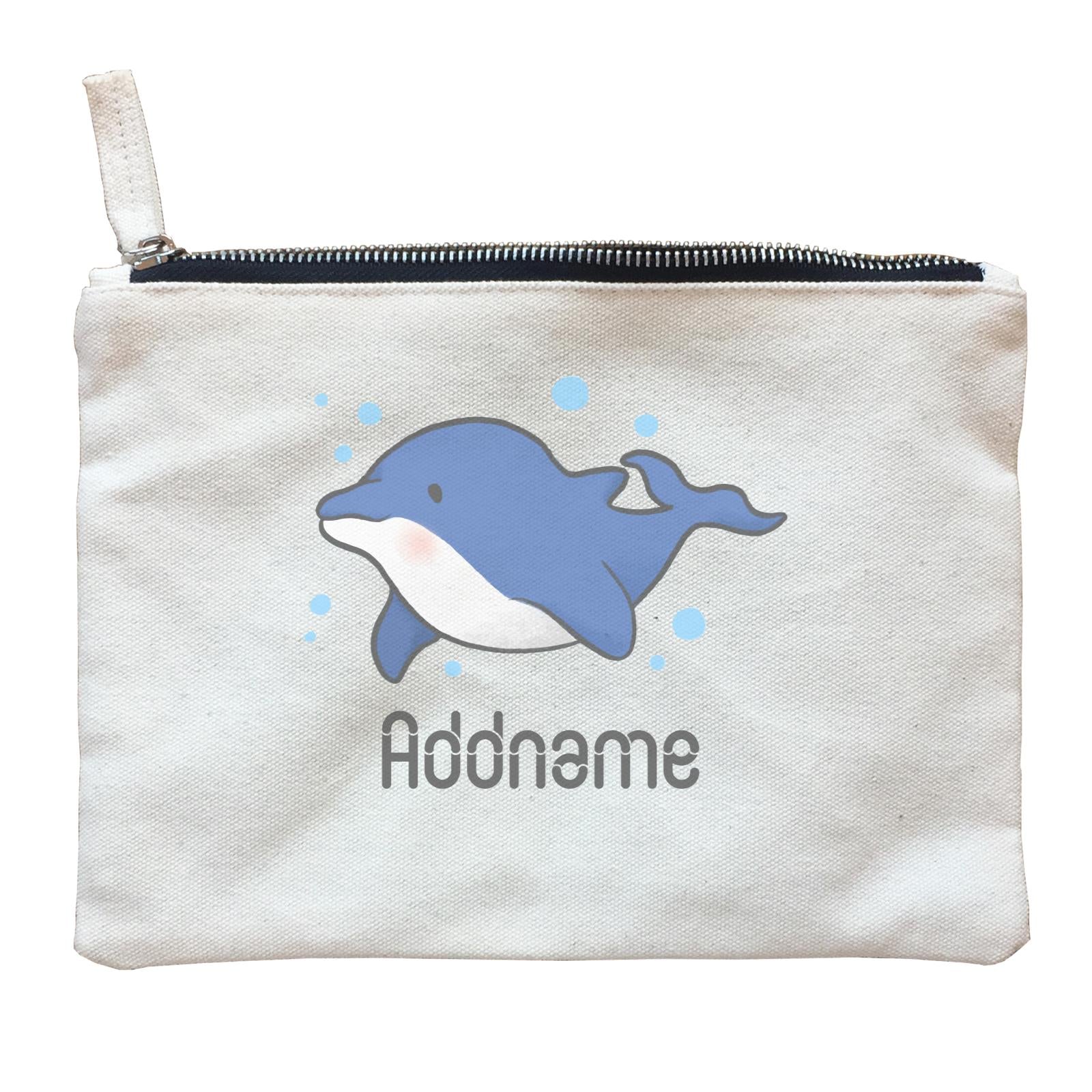 Cute Hand Drawn Style Dolphin Addname Zipper Pouch