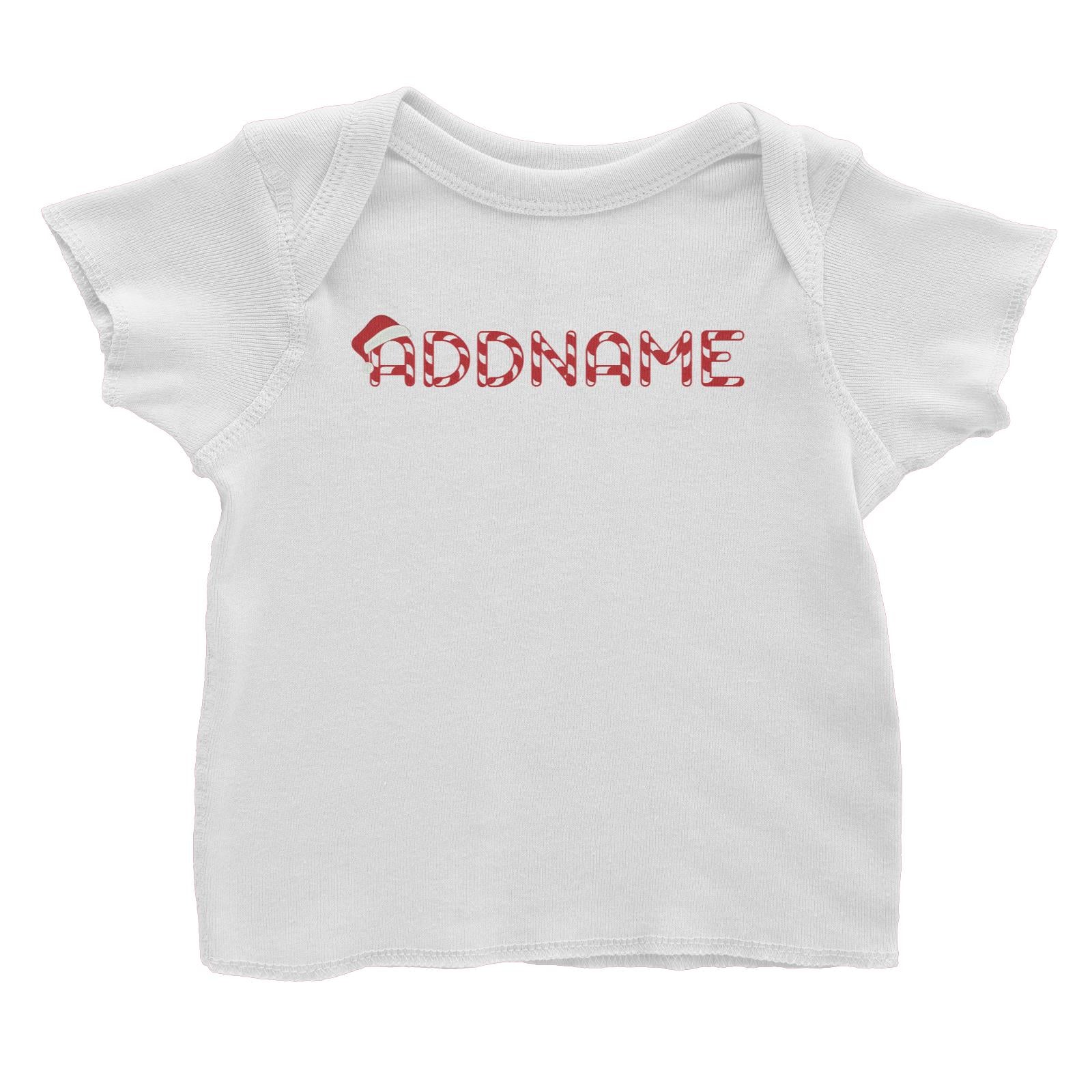 Candy Cane Alphabet Addname with Santa Hat Baby T-Shirt