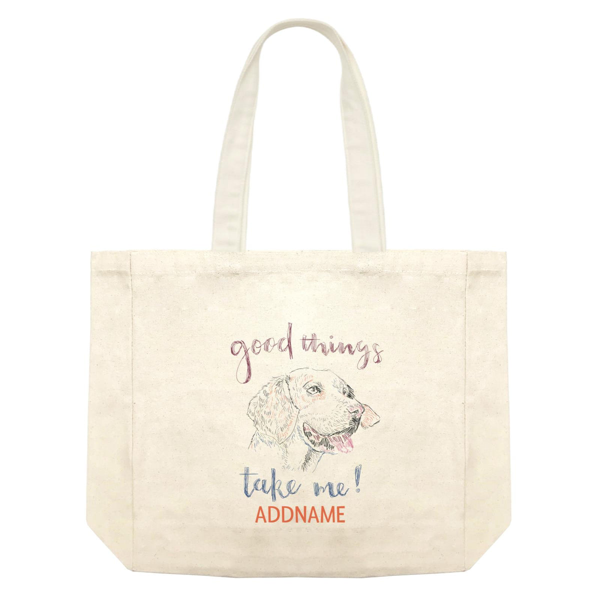 Funny Hand Drawn Animals Golden Retriever Good Thing Take Me! With Addname Shopping Bag