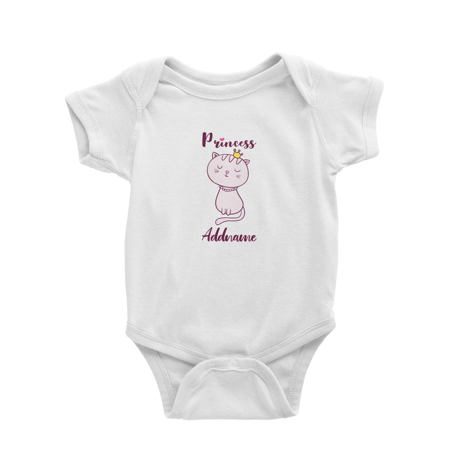 Cool Cute Animals Cats Princess Cat With Crown Addname Baby Romper