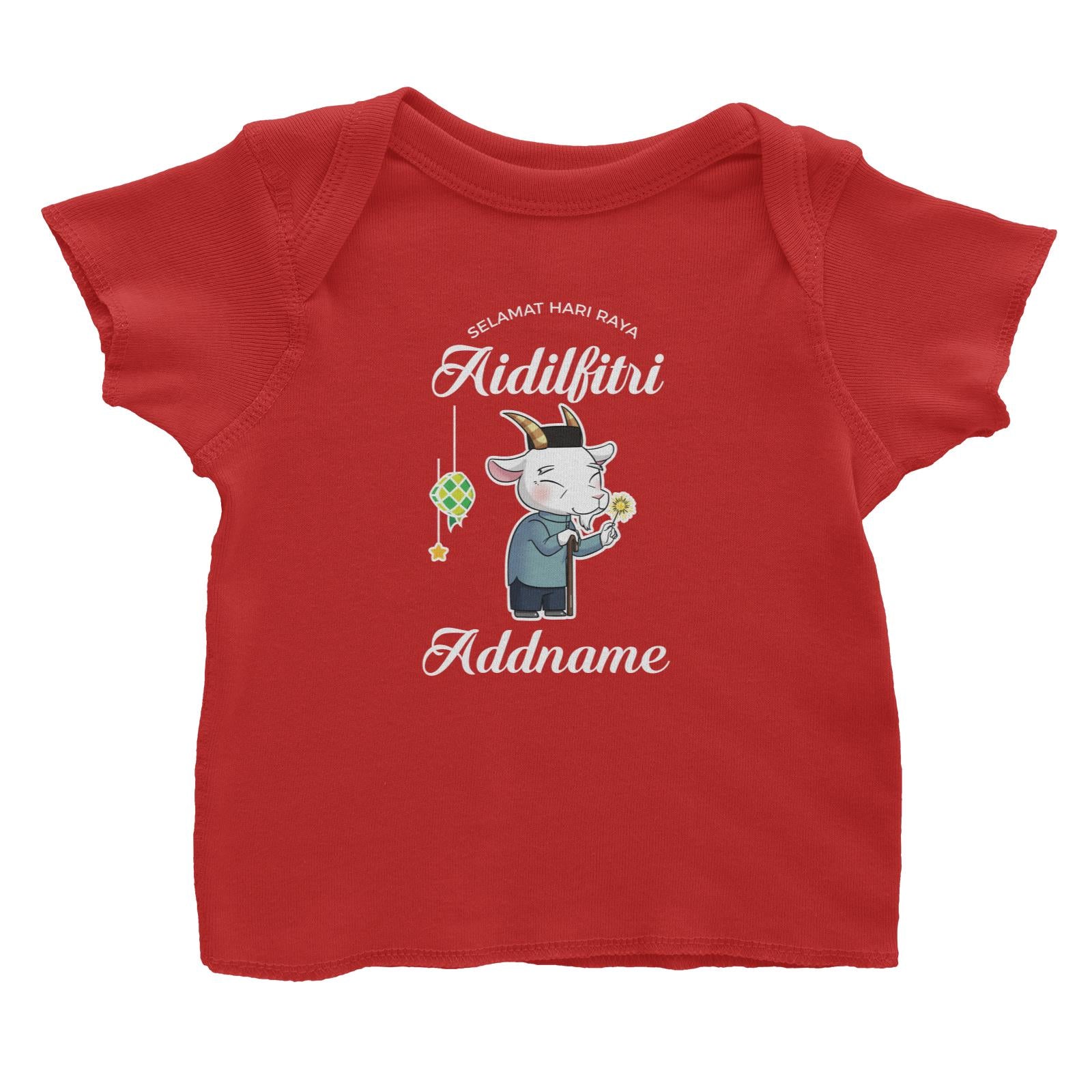 Raya Cute Animals Grandpa Lamb Wishes Selamat Hari Raya Aidilfitri Baby T-Shirt