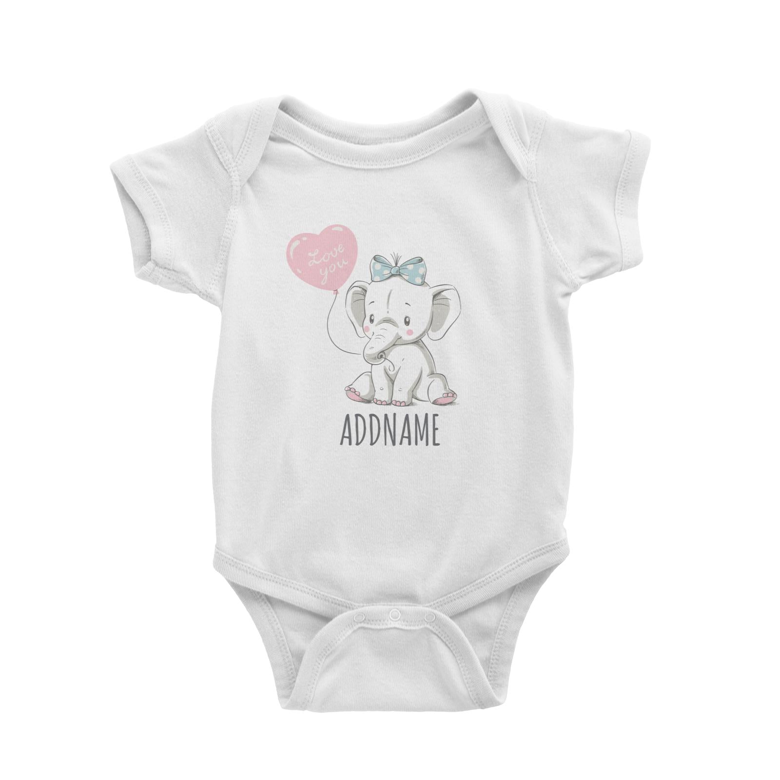 Girl Elephant with Love Balloon White Baby Romper Personalizable Designs Cute Sweet Animal For Girls Pinky Newborn HG