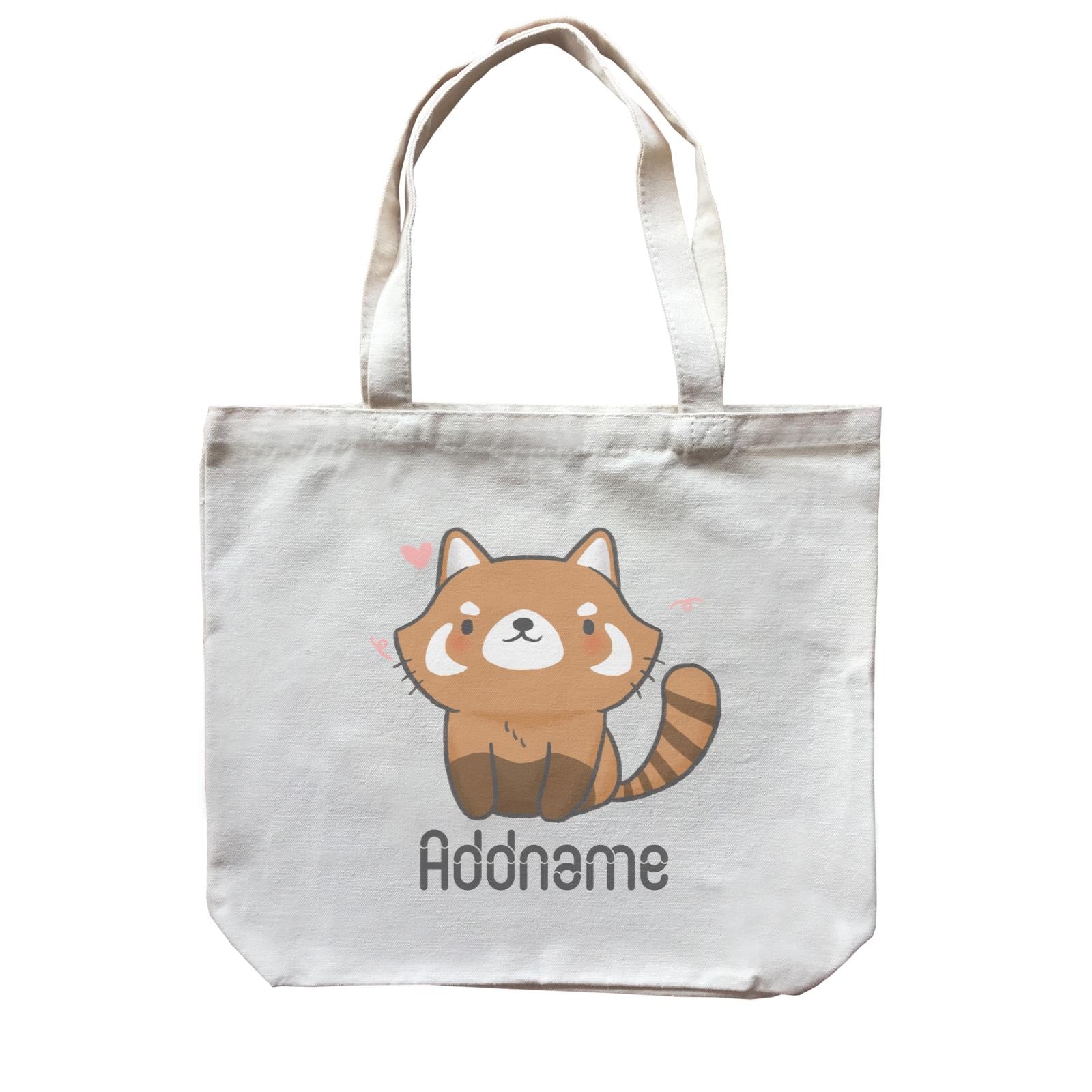 Cute Hand Drawn Style Red Panda Addname Canvas Bag