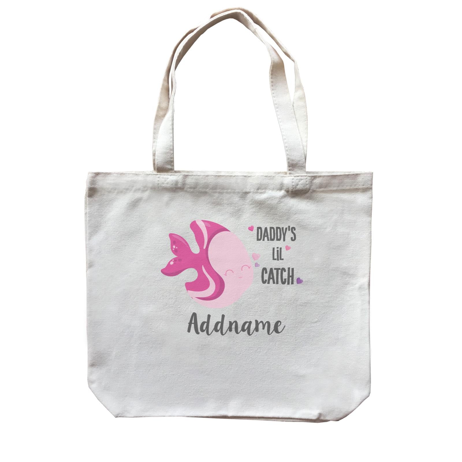 Cute Sea Animals Pink Fish Daddy's Lil Catch Addname Canvas Bag