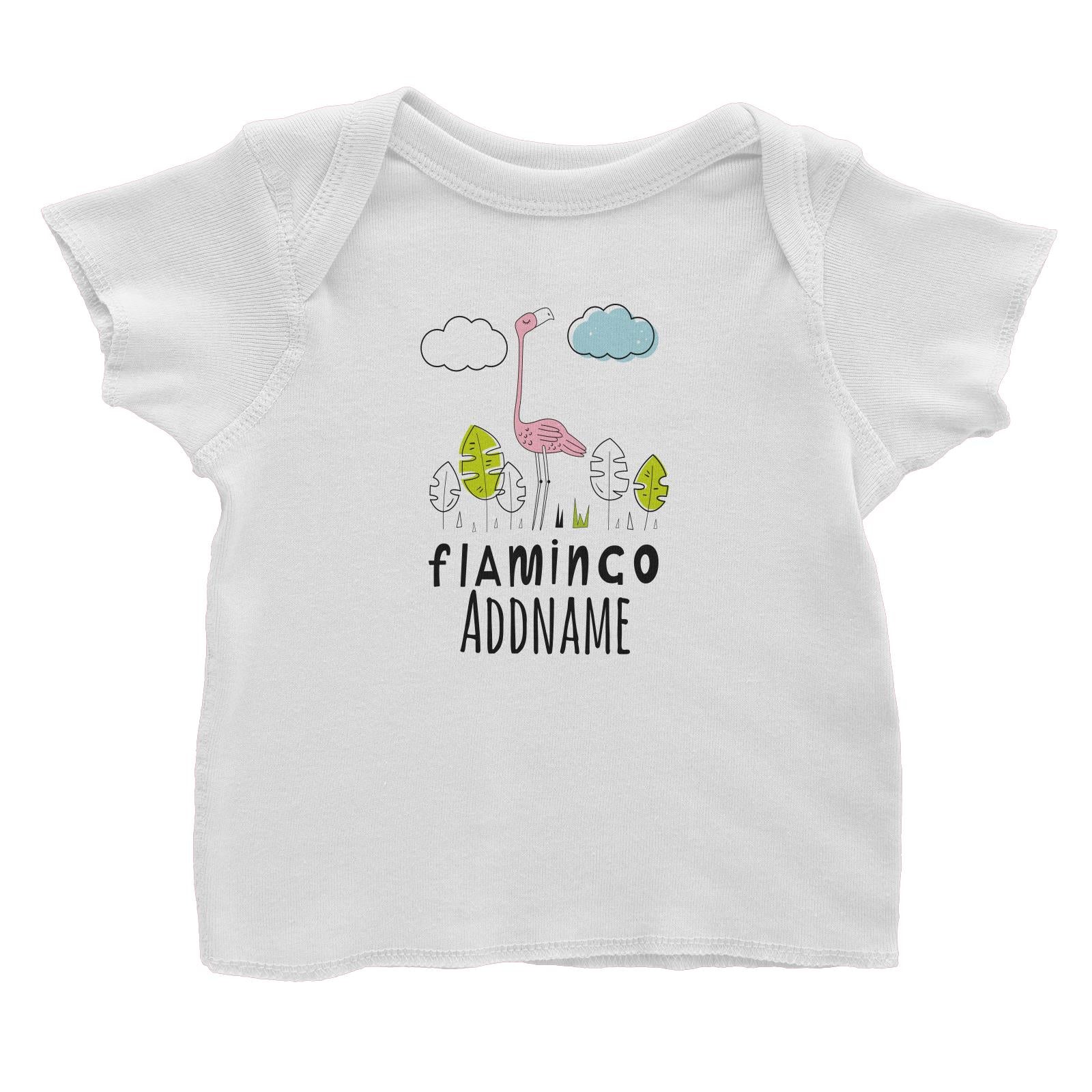 Drawn Dreamy Elements Flamingo Addname Baby T-Shirt