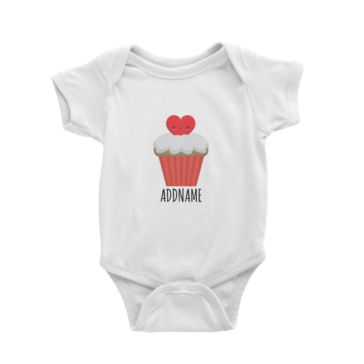 Smiling Heart Cupcake White White Baby Romper