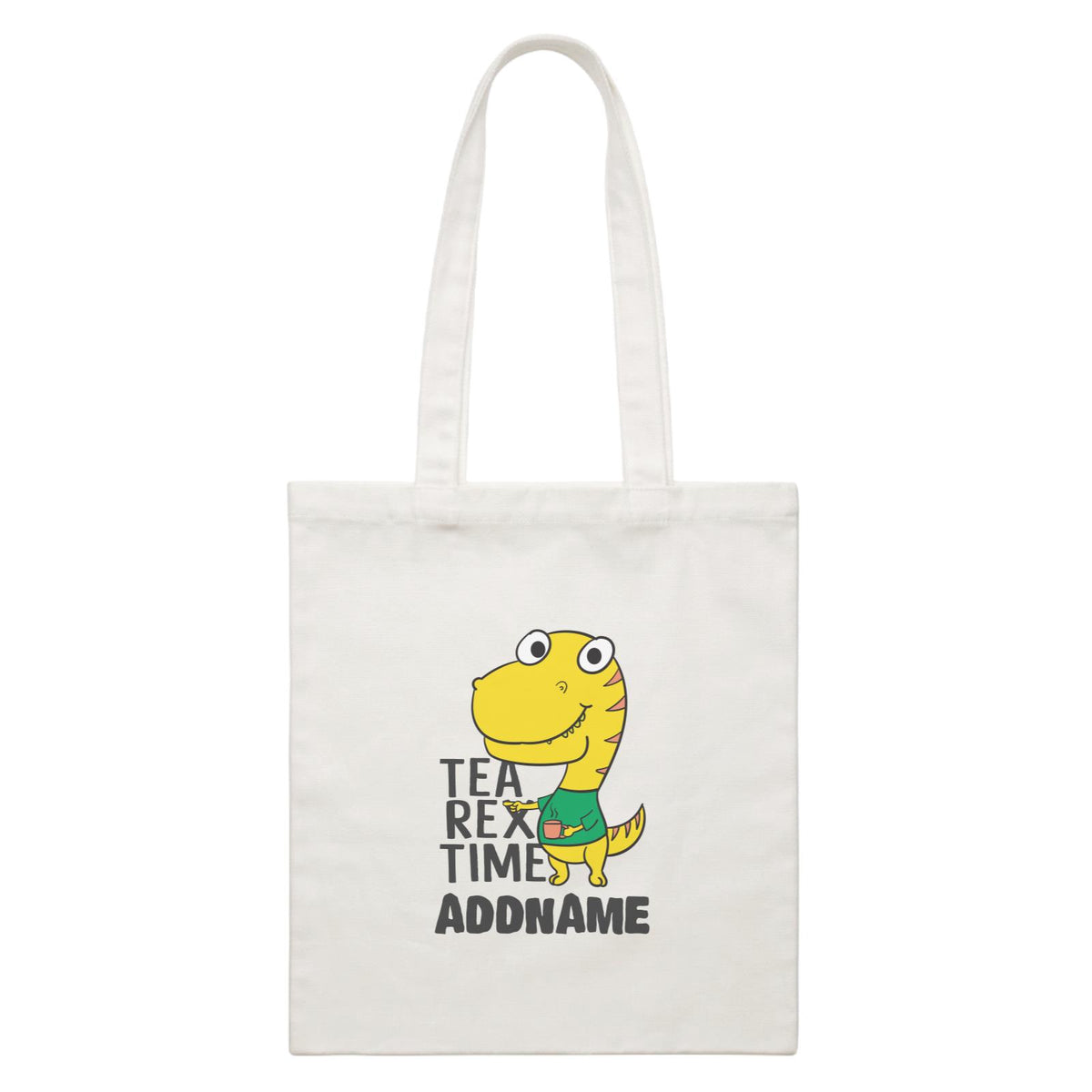 Super Cute Dinosaur Tea Rex Time White Canvas Bag