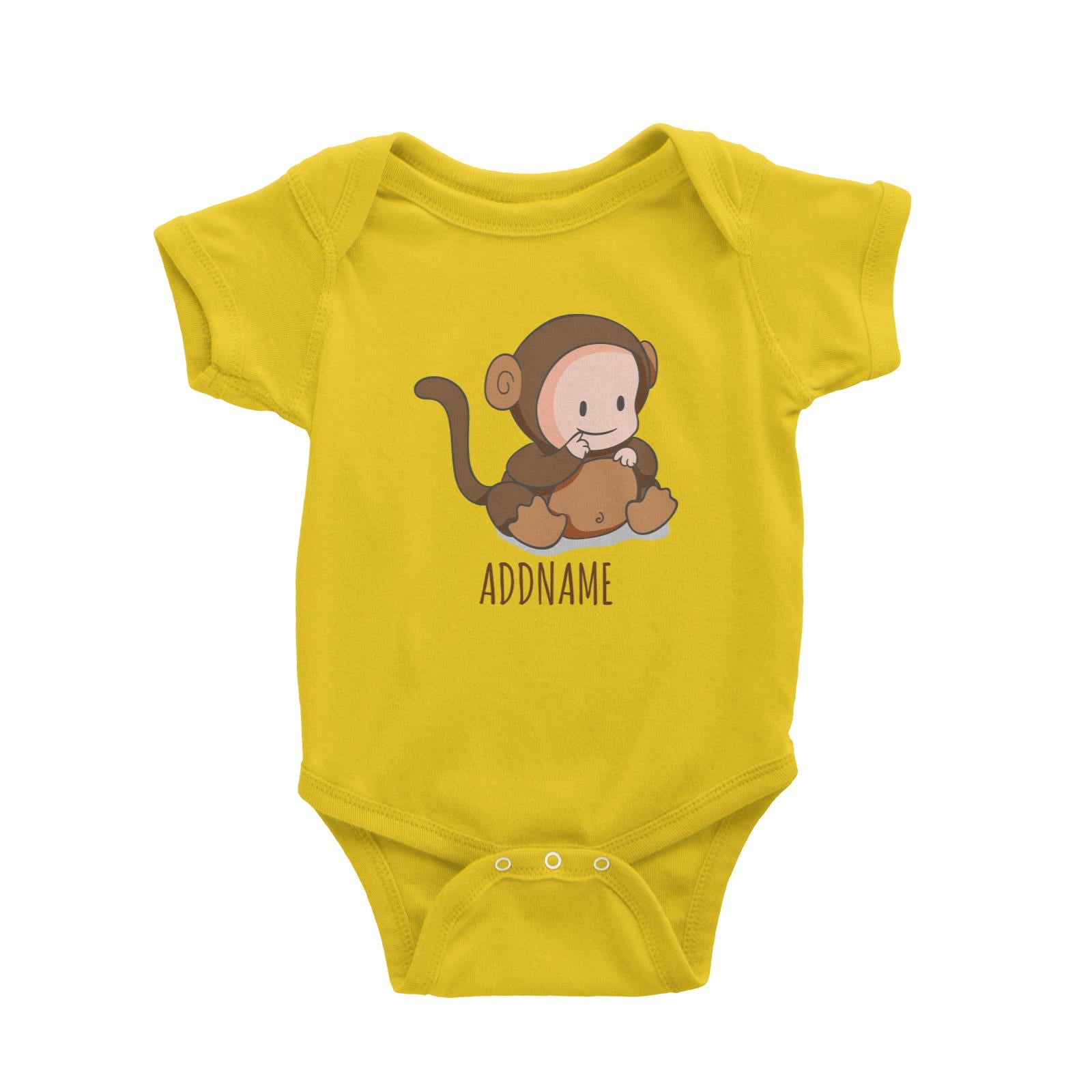 Cute Baby in Brown Monkey Suit Addname Baby Romper