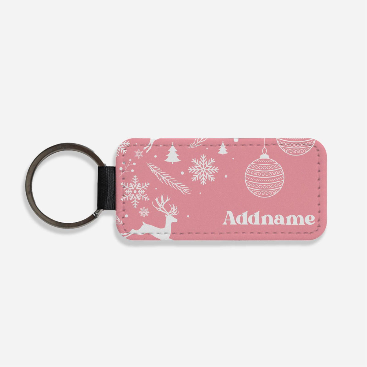 Christmas Series Classic Keychain - Light Pink Jubilant Reindeers