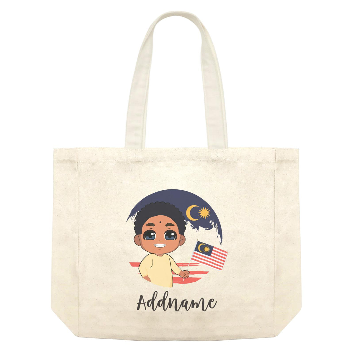 Merdeka Series Round Flag Indian Boy Addname Shopping Bag