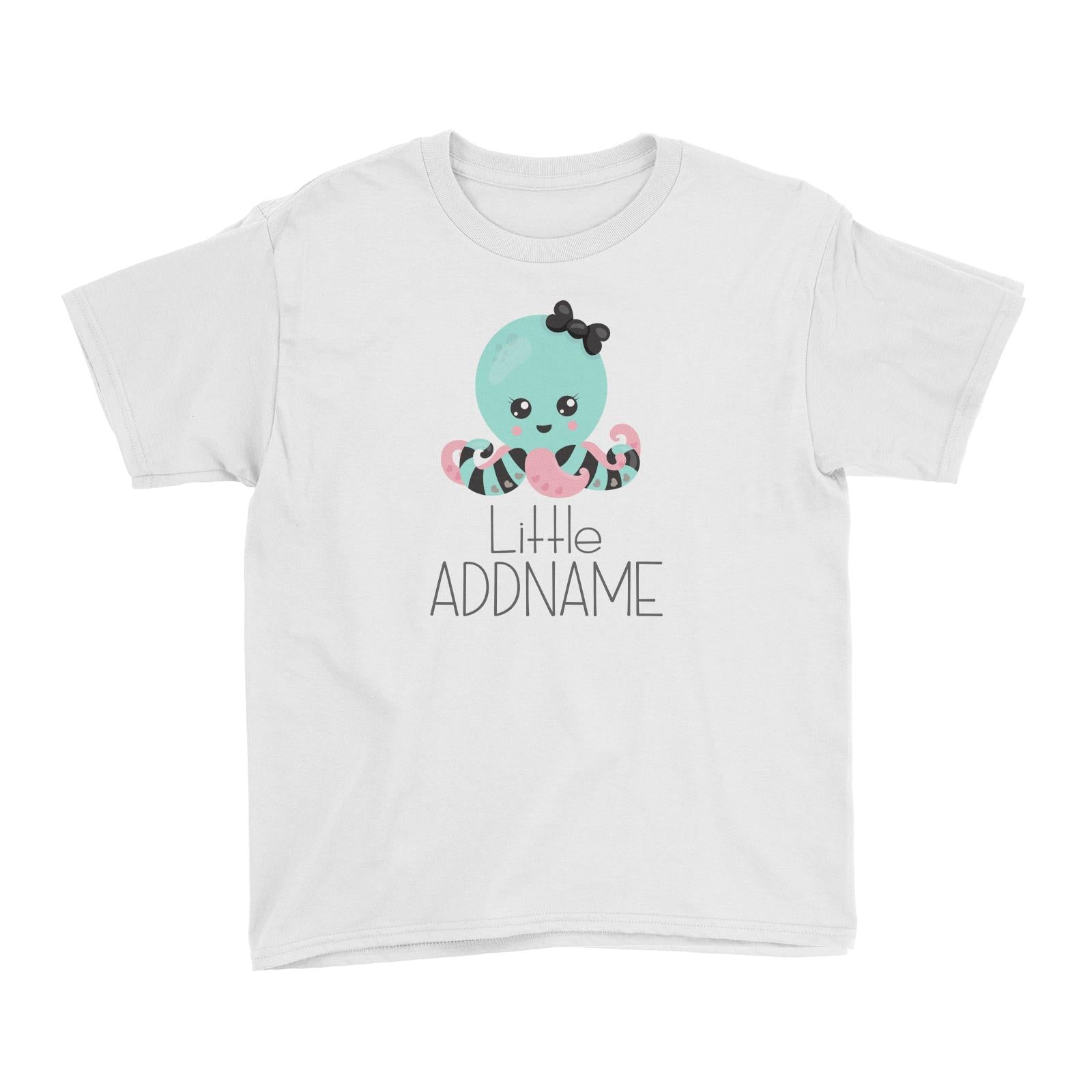 Nursery Animals Little Octopus with Ribbon Addname Kid's T-Shirt
