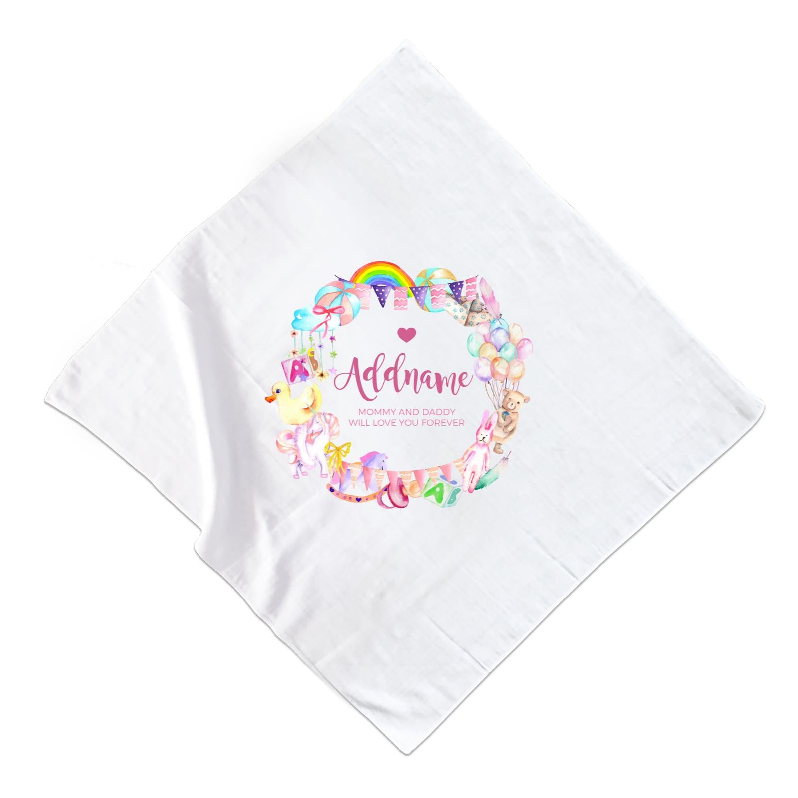 Watercolour Magical Girlish Creatures and Elements Personalizable with Name and Text Muslin Square