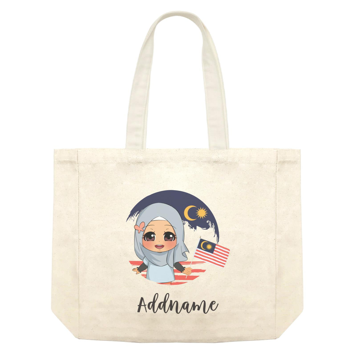 Merdeka Series Round Flag Malay Girl Addname Shopping Bag