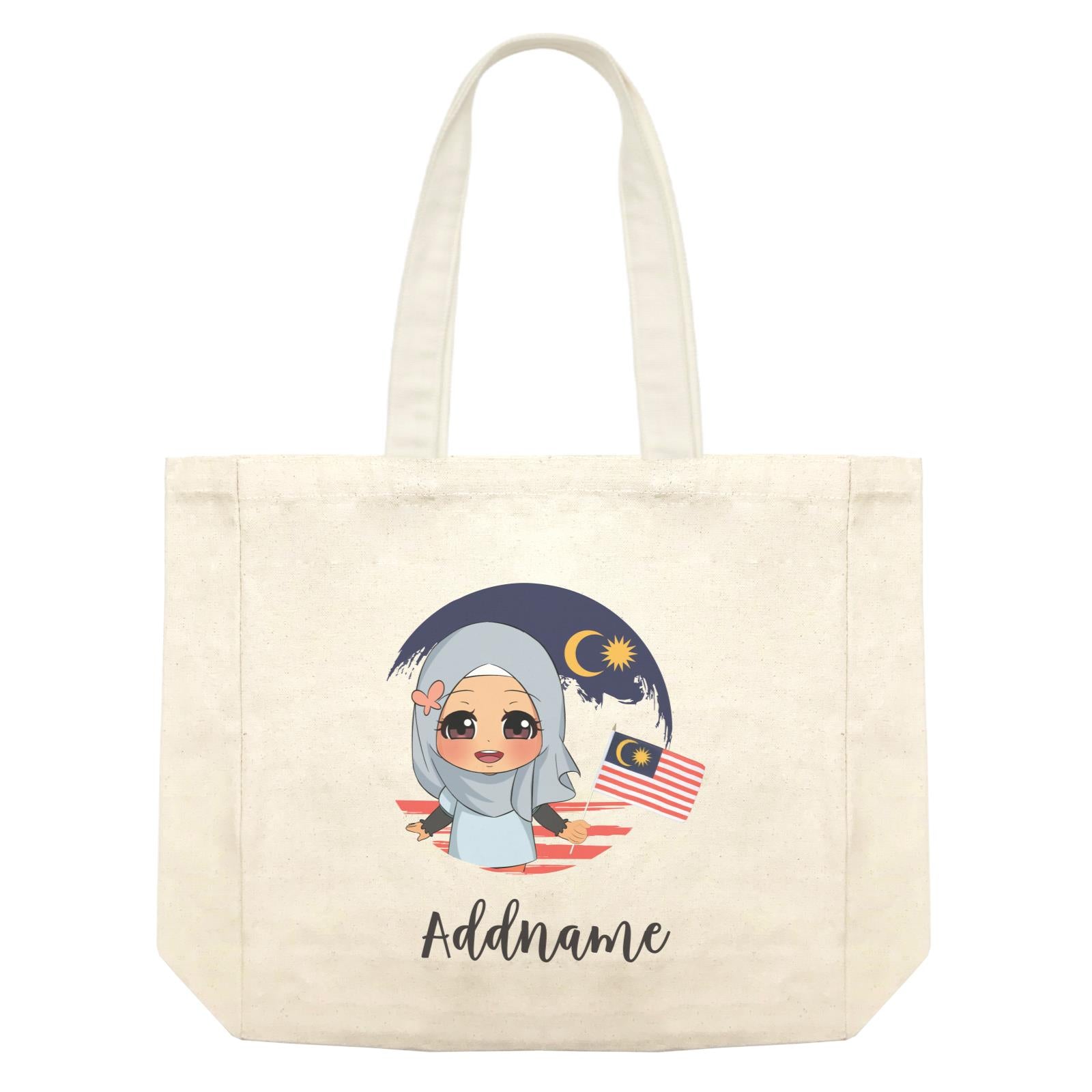 Merdeka Series Round Flag Malay Girl Addname Shopping Bag