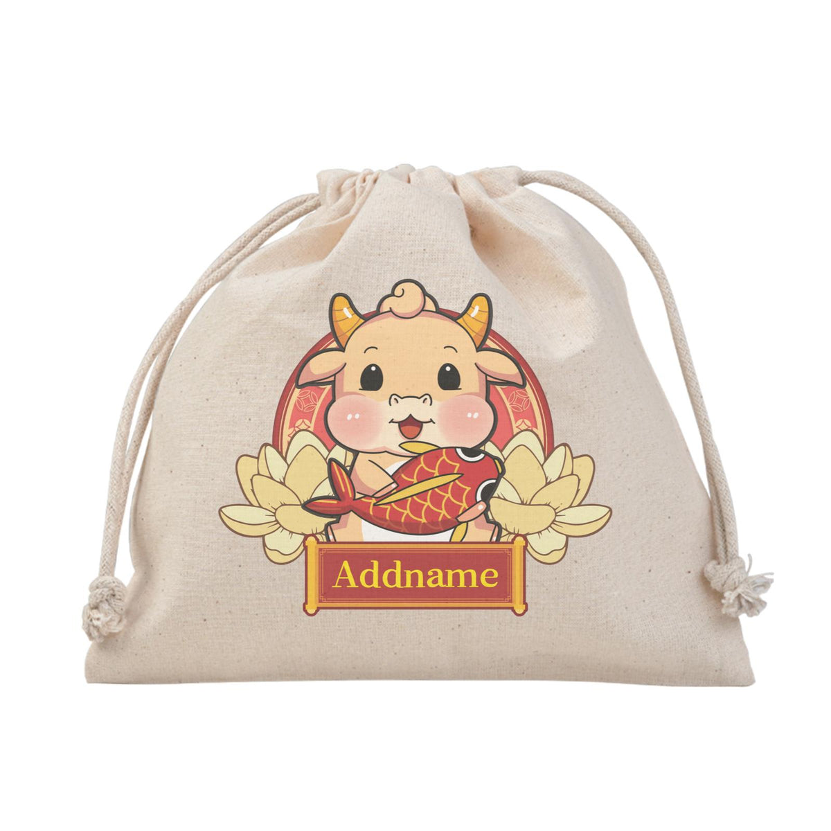 [CNY 2021] Gold Lotus Series Golden Cow with Koi Fish Satchel