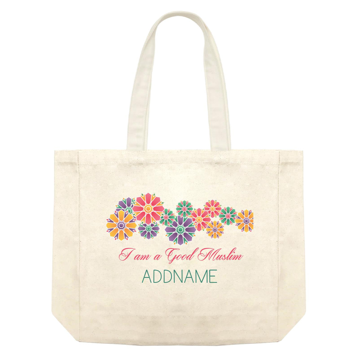 I Am a Good Muslim Flower Motifs Addname Shopping Bag