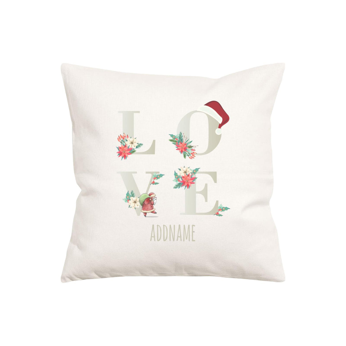 Xmas Floral LOVE Pillow Pillow Cushion