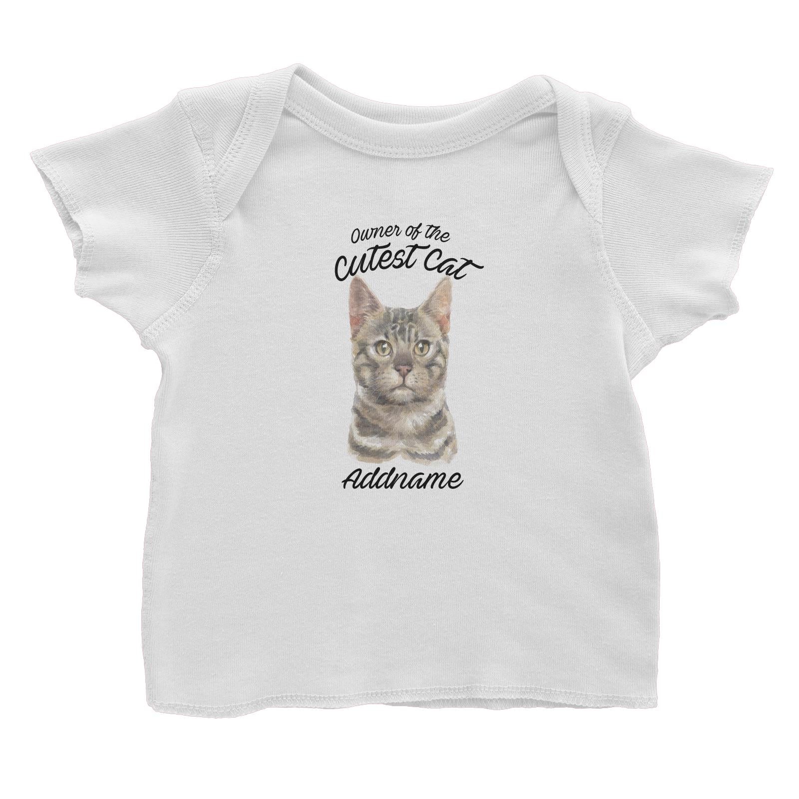 Watercolor Owner Of The Cutest Cat Bengal Grey Addname Baby T-Shirt