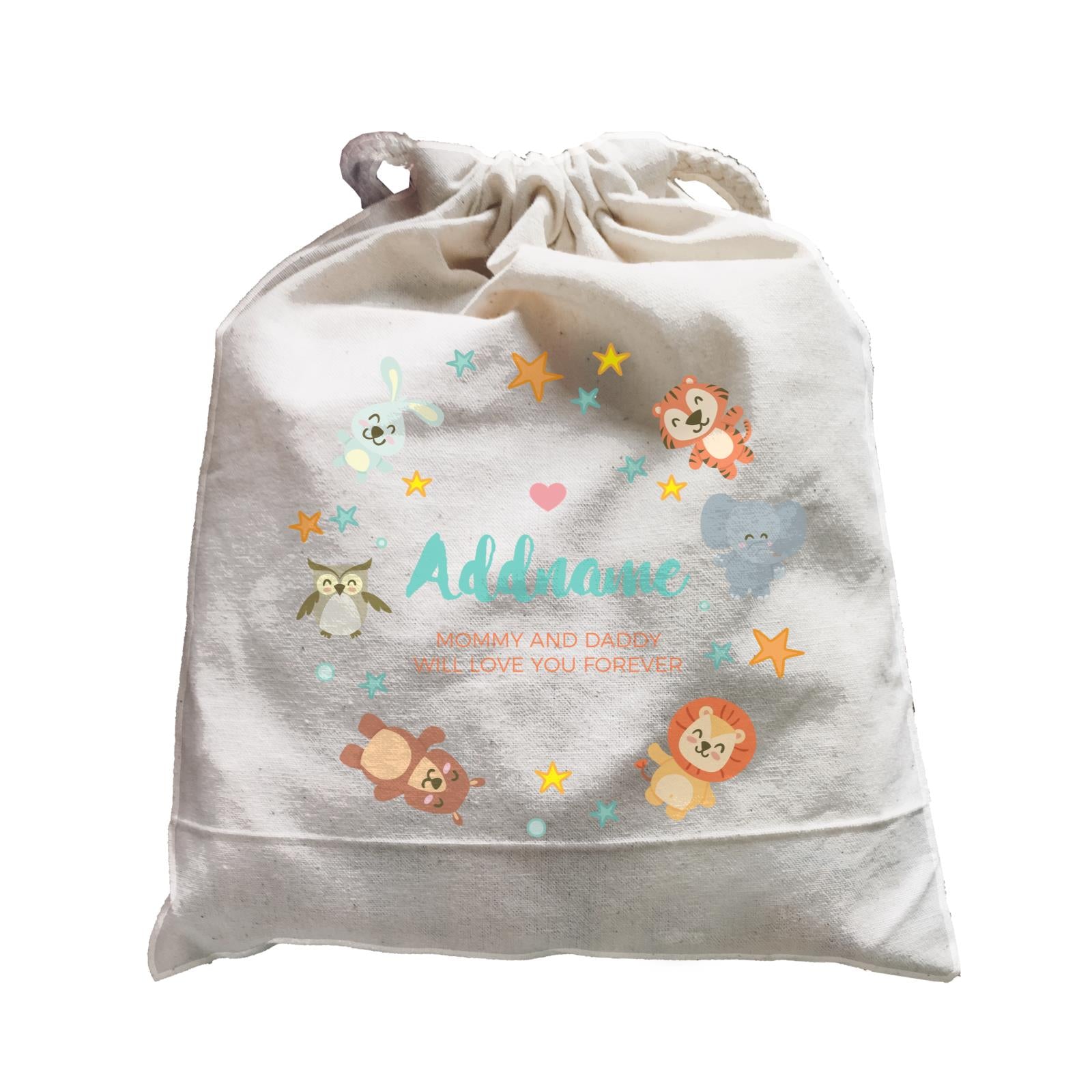 Cute Safari Animals with Stars Element Personalizable with Name and Text Satchel