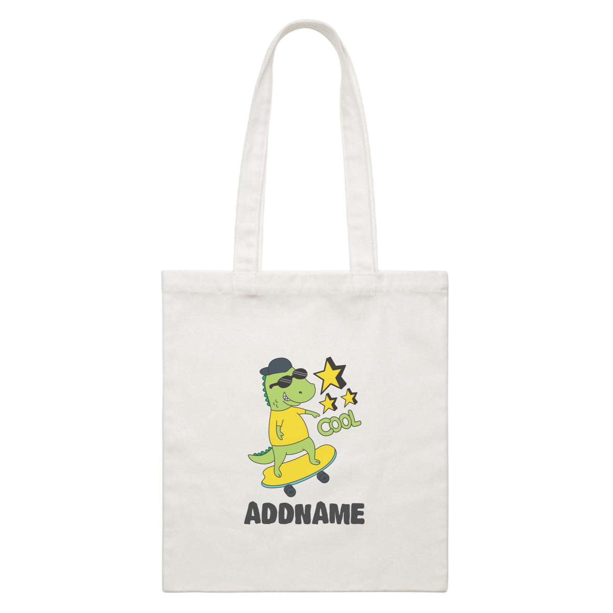 Super Cute Dinosaur Cool Skater White Canvas Bag