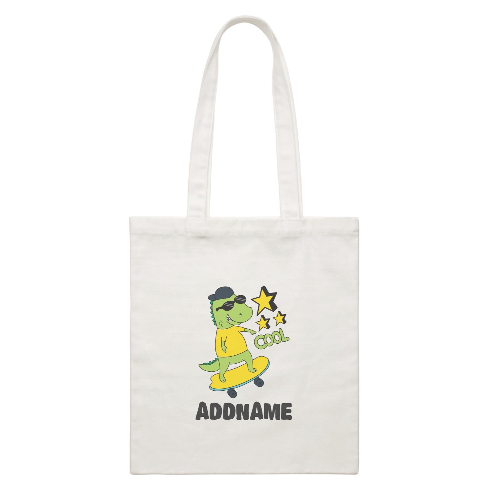 Super Cute Dinosaur Cool Skater White Canvas Bag
