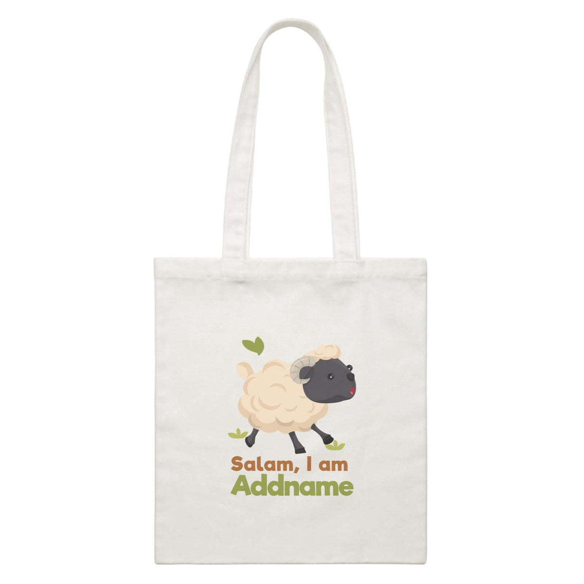 Sheep Salam I Am Addname White White Canvas Bag