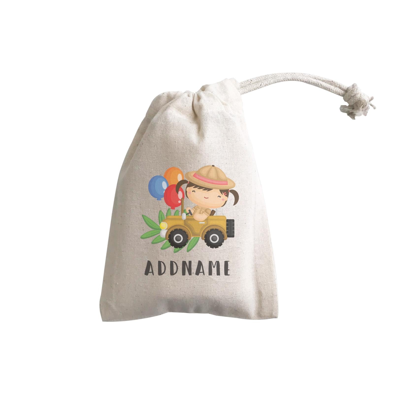 Birthday Safari Explorer Girl Driving Jeep Car Addname GP Gift Pouch