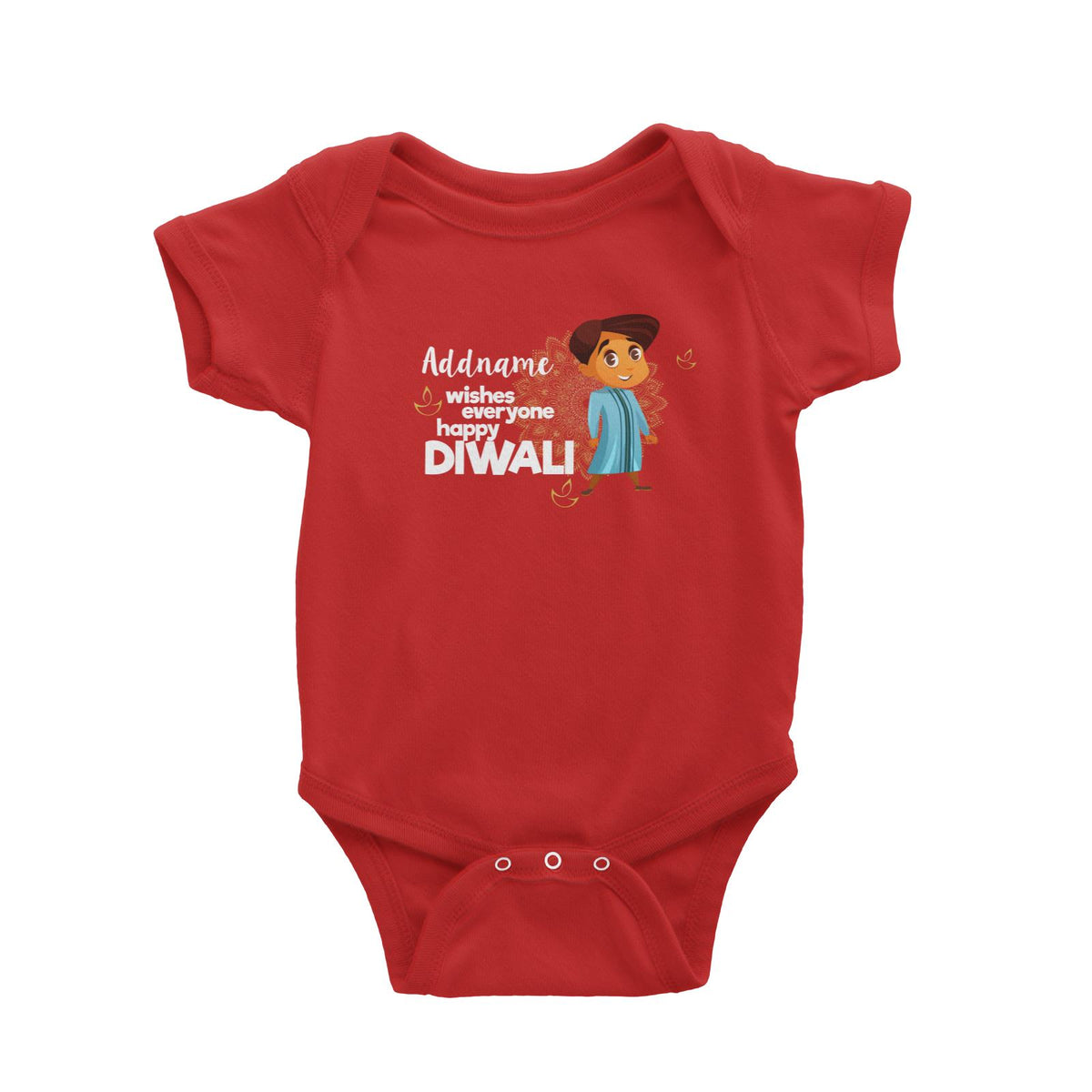 Cute Boy Wishes Everyone Happy Diwali Addname Baby Romper